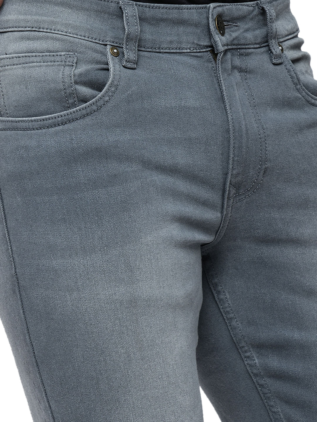 PRODUKT by JACK&JONES Light Grey Mid Rise Washed Slim Fit Jeans - Image 6