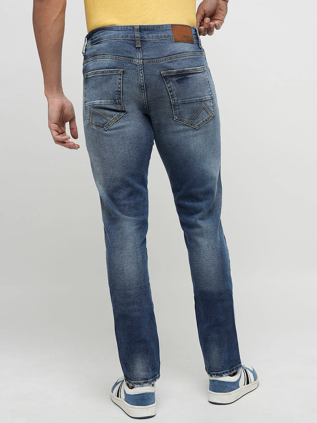 PRODUKT by JACK&JONES Blue Mid Rise Washed Slim Fit Jeans - Image 4