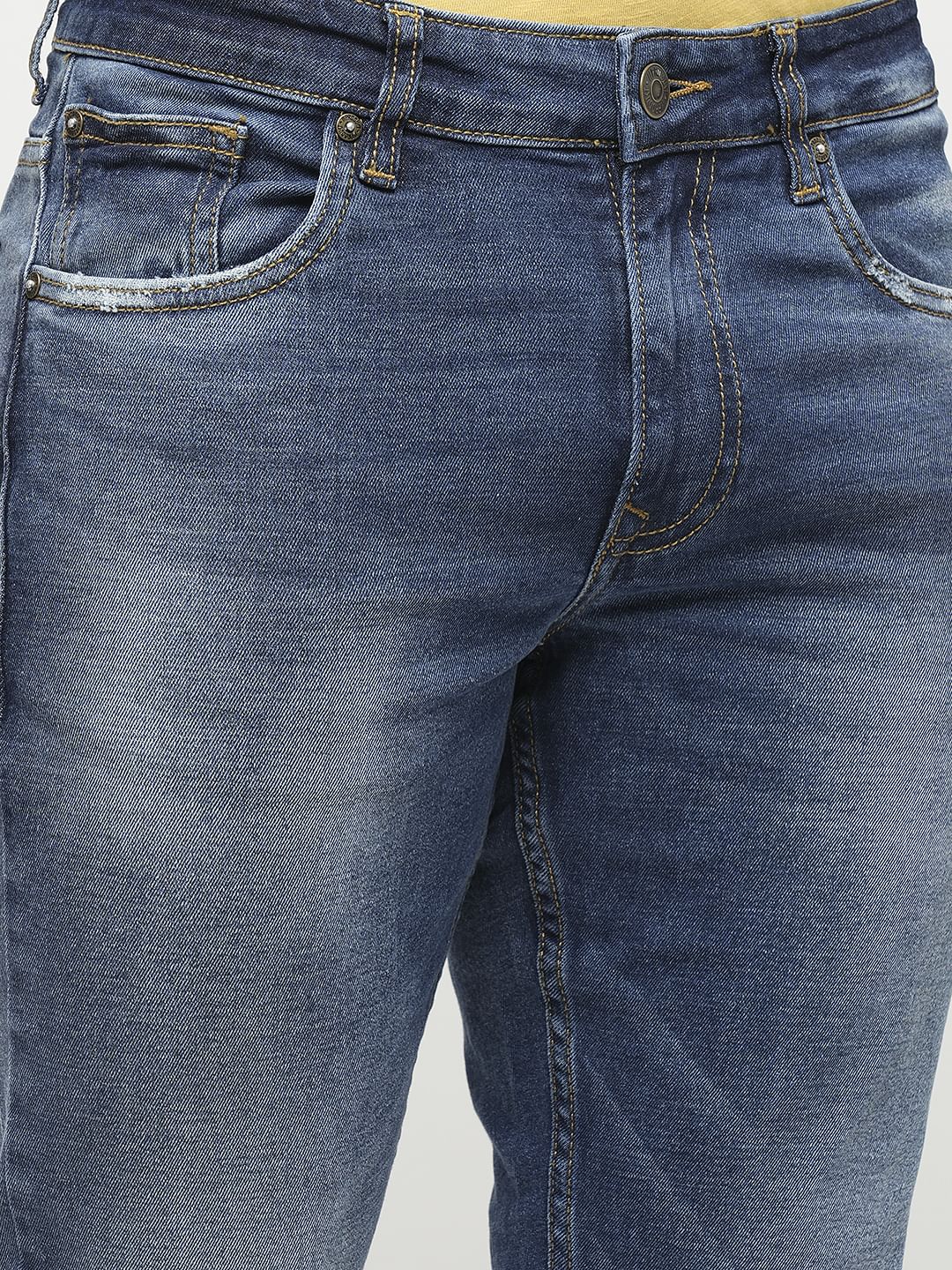 PRODUKT by JACK&JONES Blue Mid Rise Washed Slim Fit Jeans - Image 6