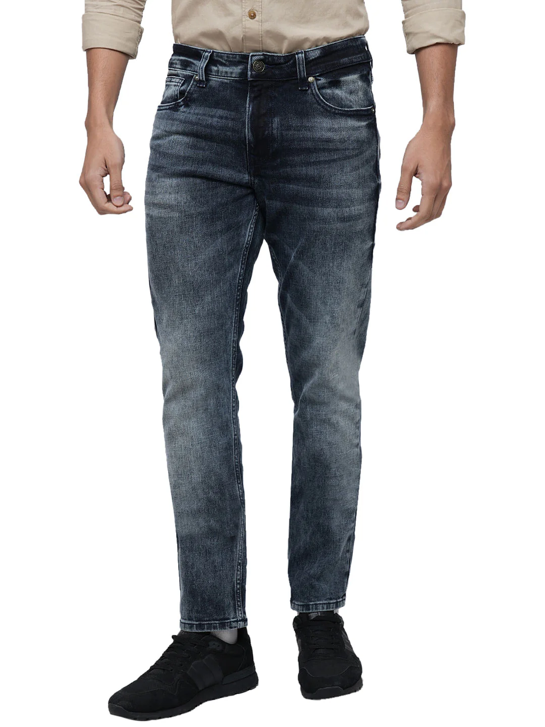 PRODUKT by JACK&JONES Dark Blue Mid Rise Washed Slim Fit Jeans - Image 2
