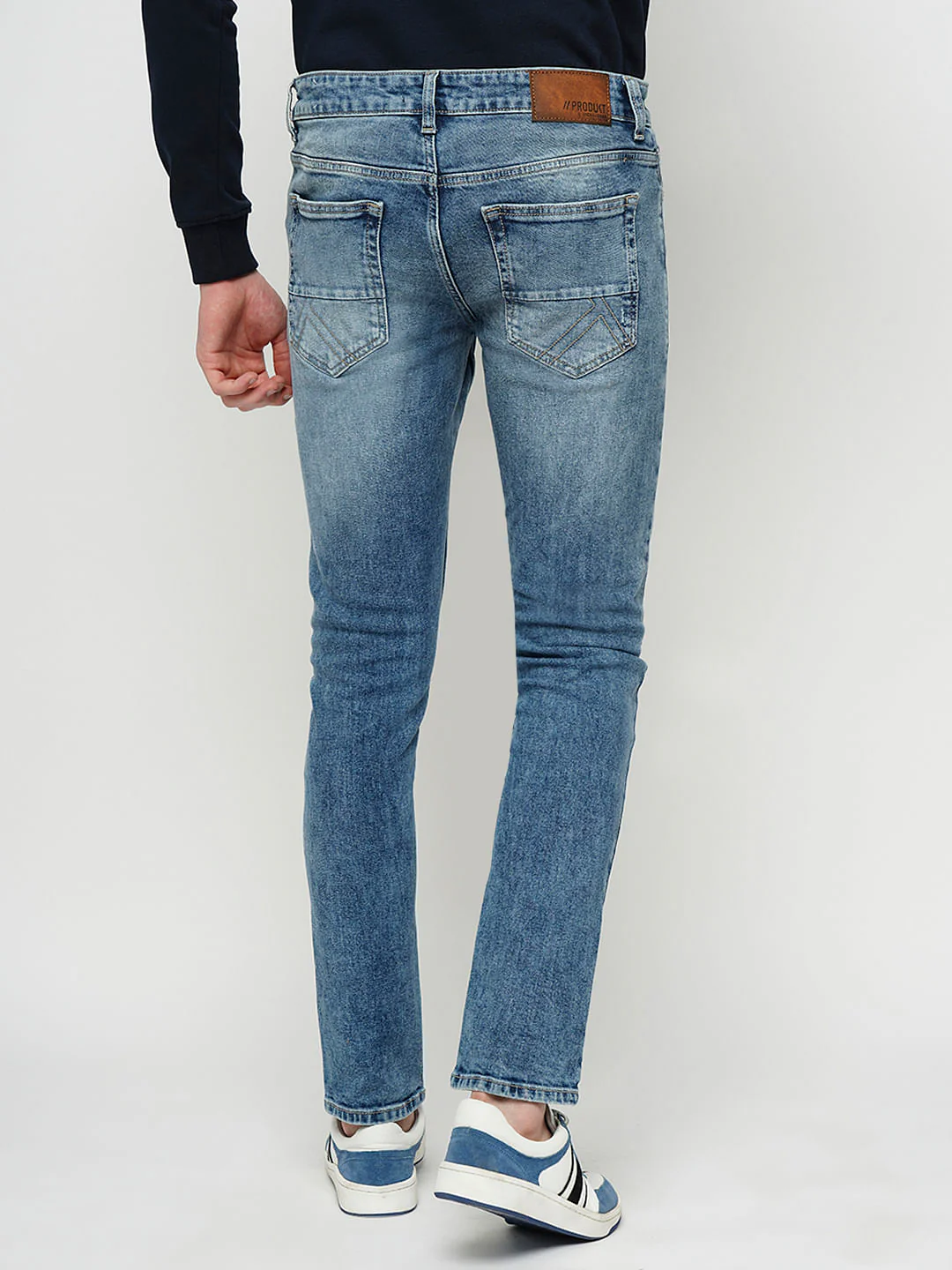PRODUKT by JACK&JONES Light Blue Mid Rise Washed Slim Fit Jeans - Image 4