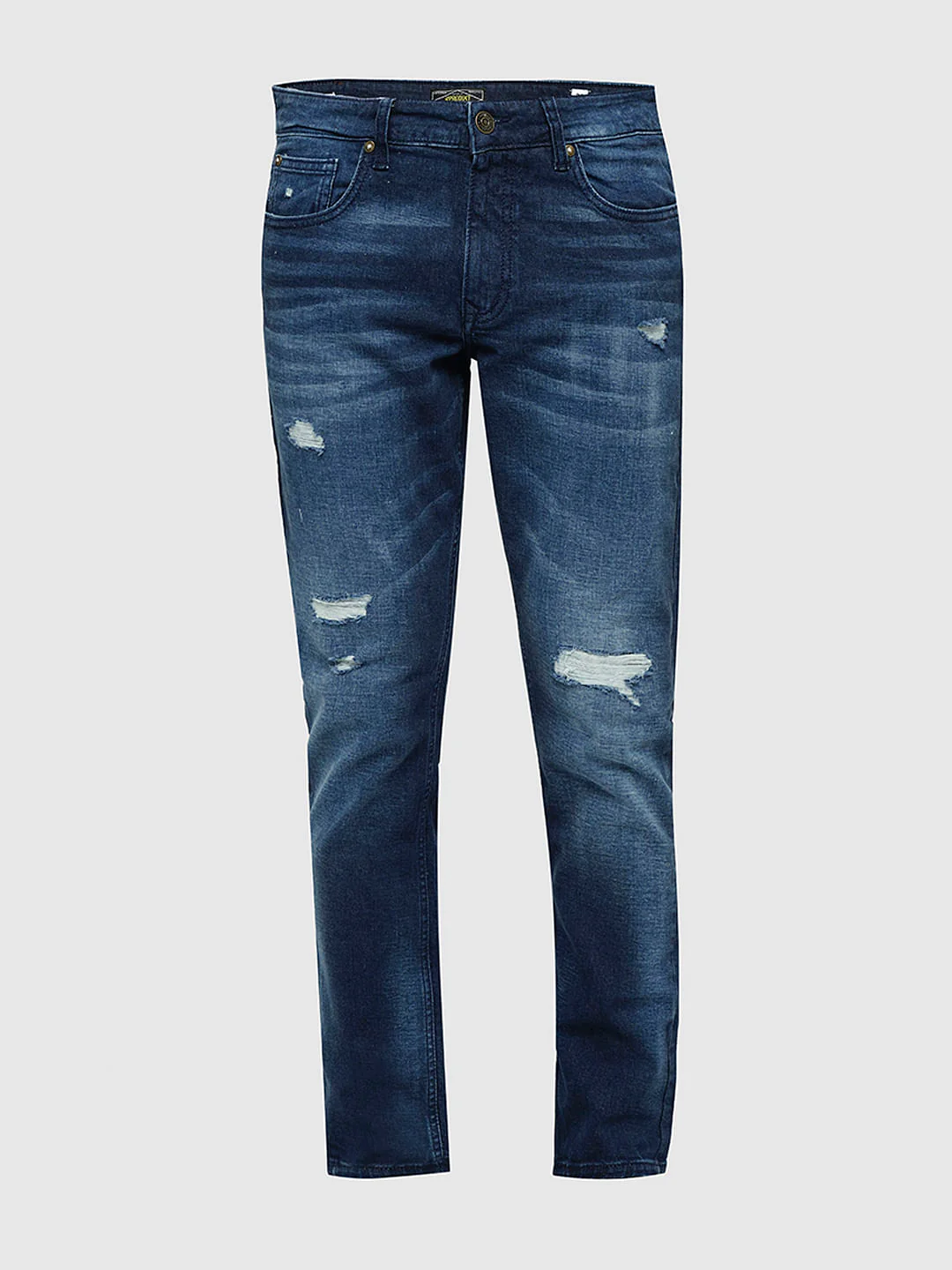 PRODUKT by JACK&JONES Dark Blue Mid Rise Distressed Slim Fit Jeans - Image 7