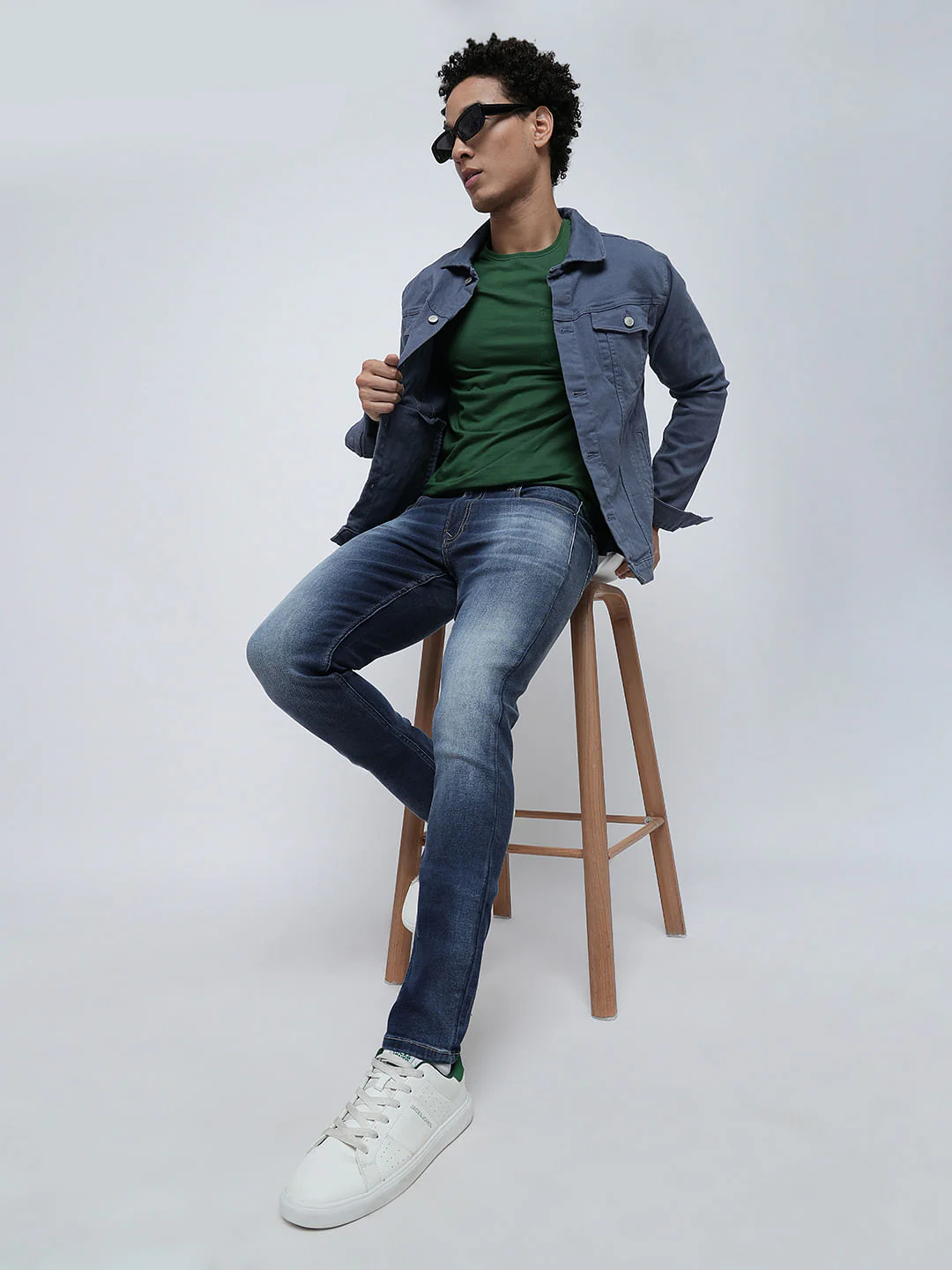PRODUKT by JACK&JONES Blue Mid Rise Washed Slim Fit Jeans