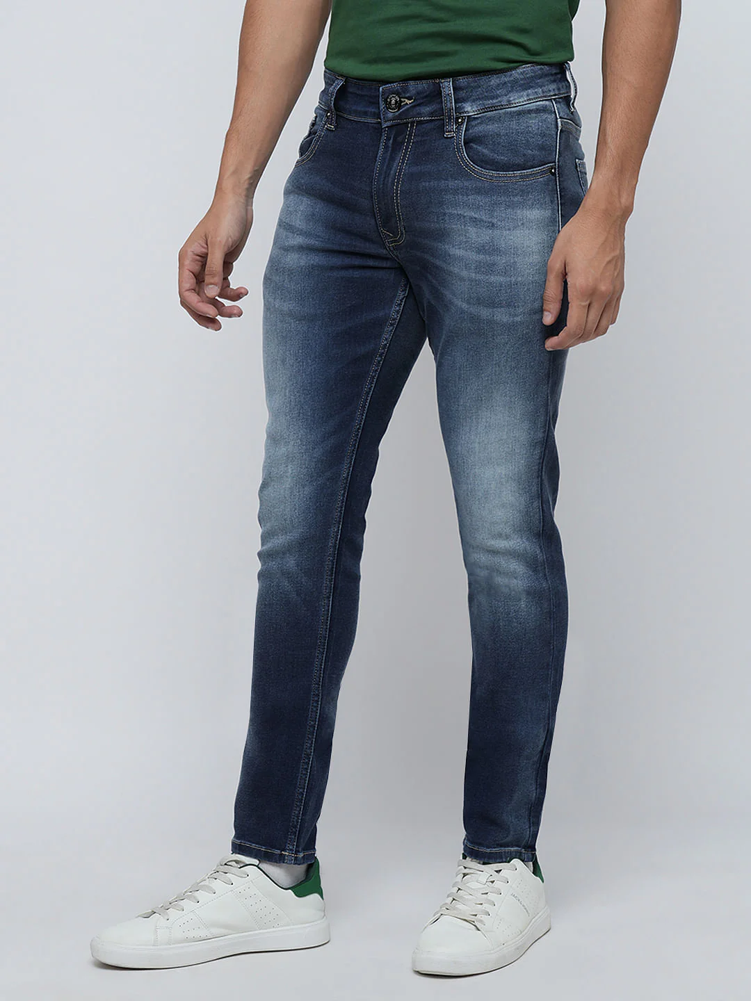 PRODUKT by JACK&JONES Blue Mid Rise Washed Slim Fit Jeans - Image 3