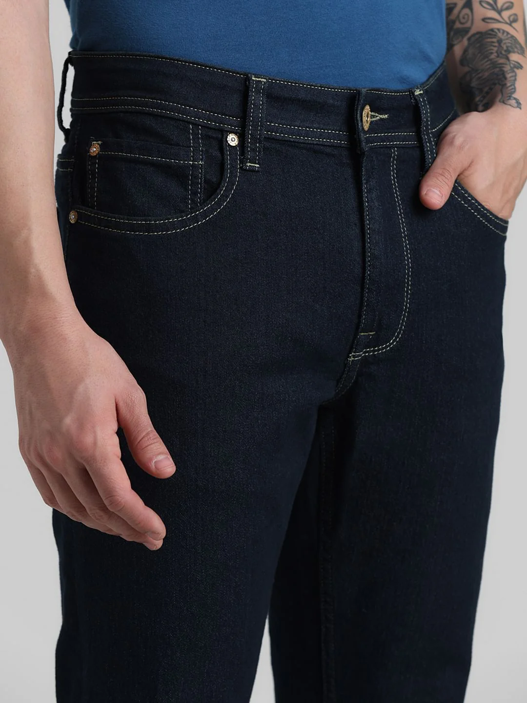 Dark Blue Low Rise Glenn Slim Fit Jeans - Image 4