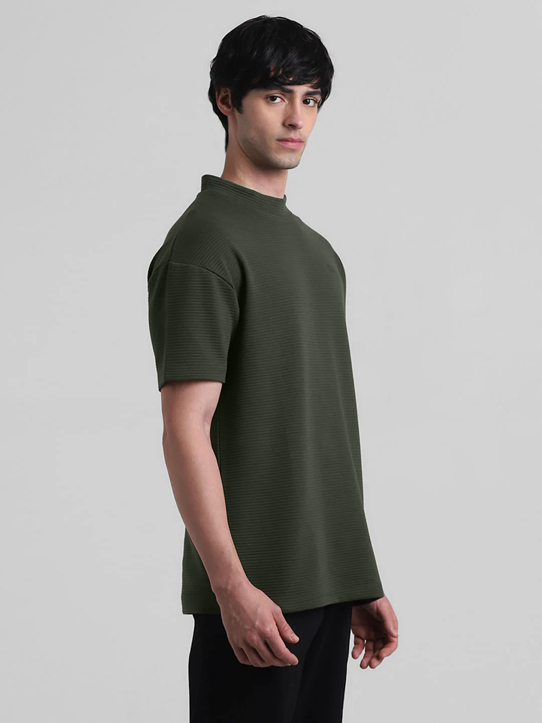 Green Textured Knit Oversized T-shirt - Image 2