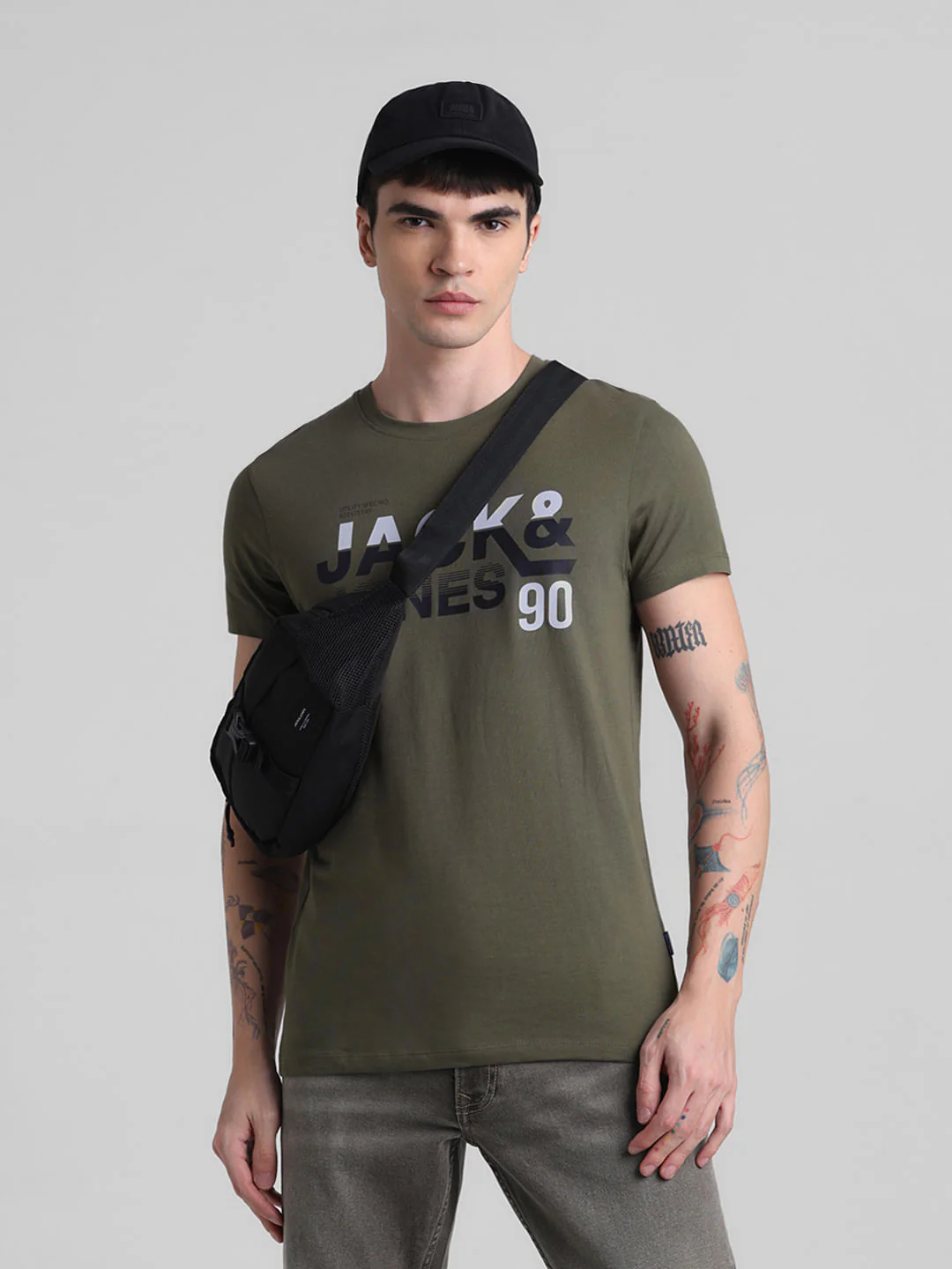 Green Logo Print Crew Neck T-shirt