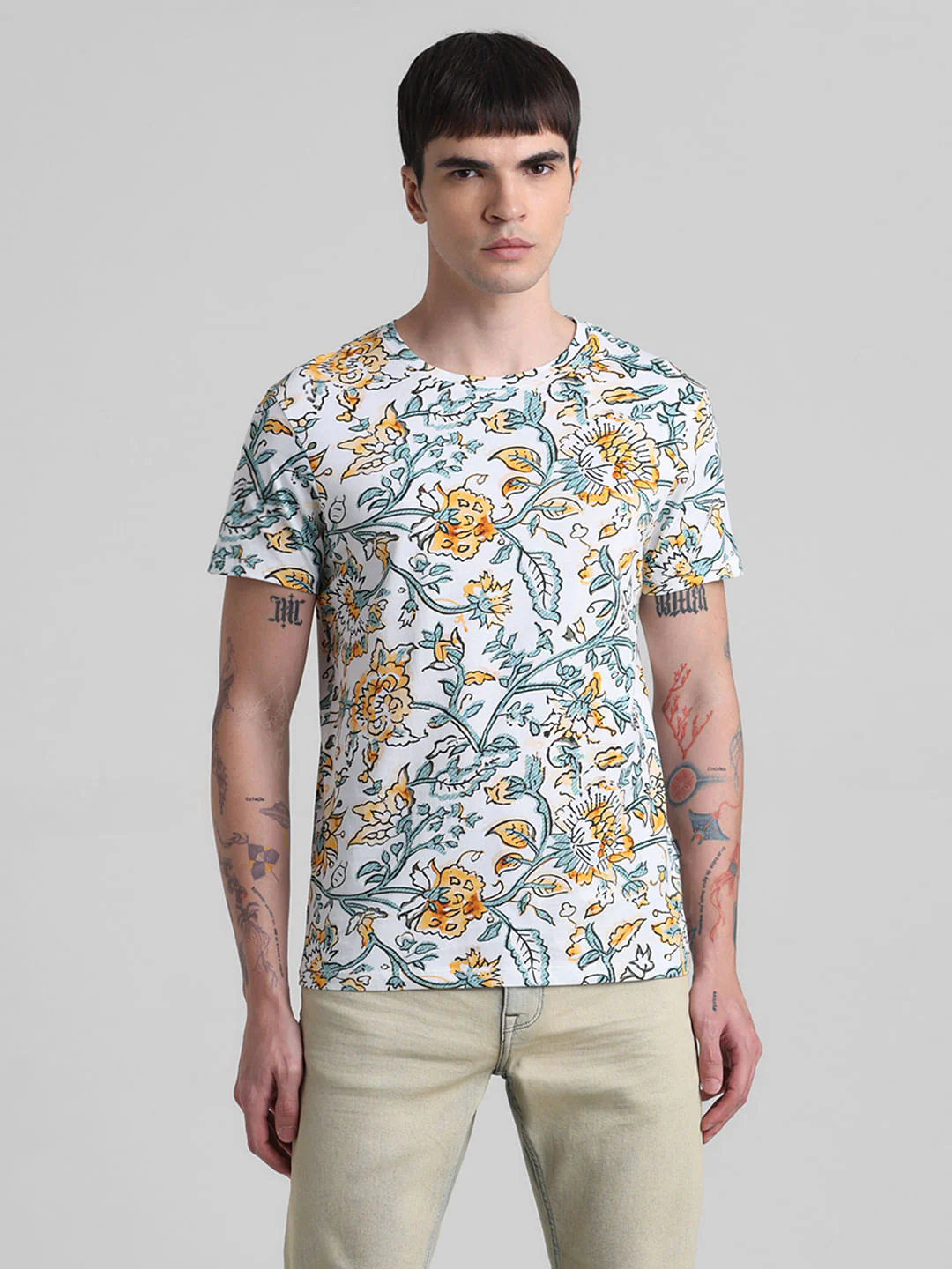 White Printed Crew Neck T-shirt - Image 2