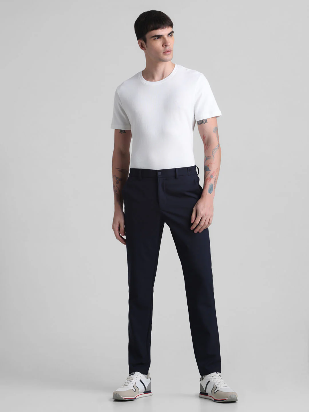 White Jacquard Crew Neck T-shirt - Image 6