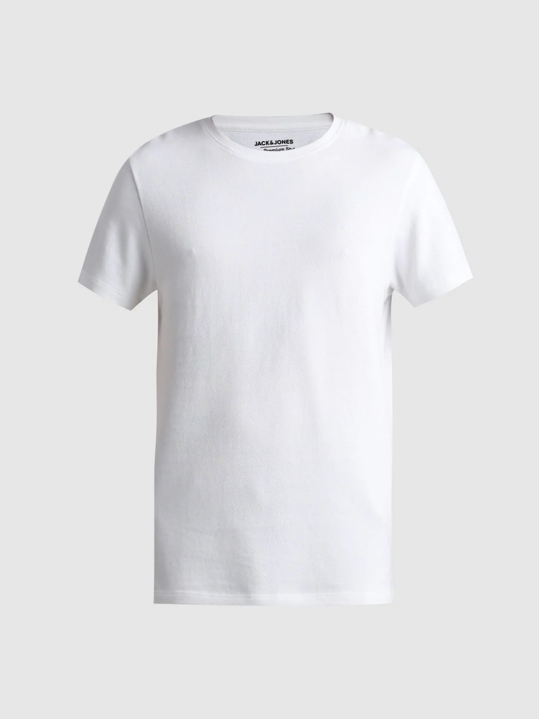 White Jacquard Crew Neck T-shirt - Image 7