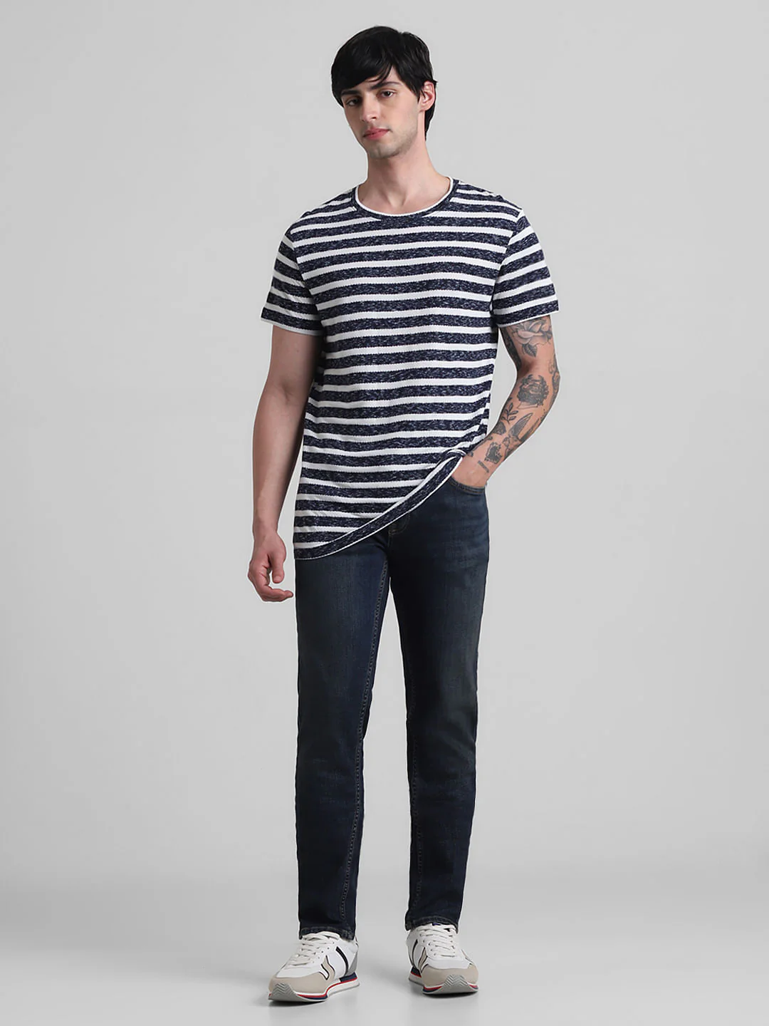 Blue Striped Crew Neck T-shirt - Image 6