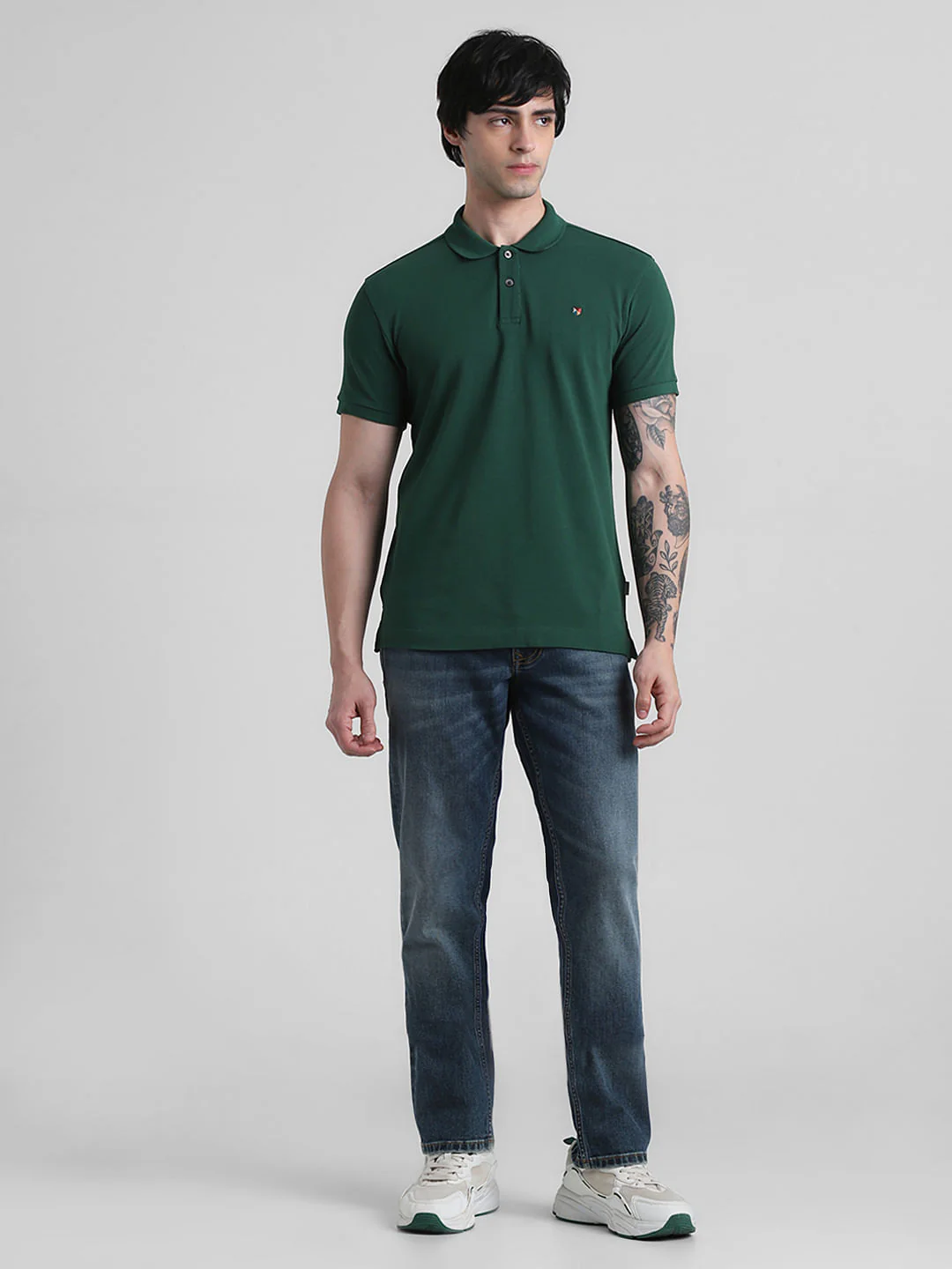 Dark Green Knitted Polo T-shirt - Image 6
