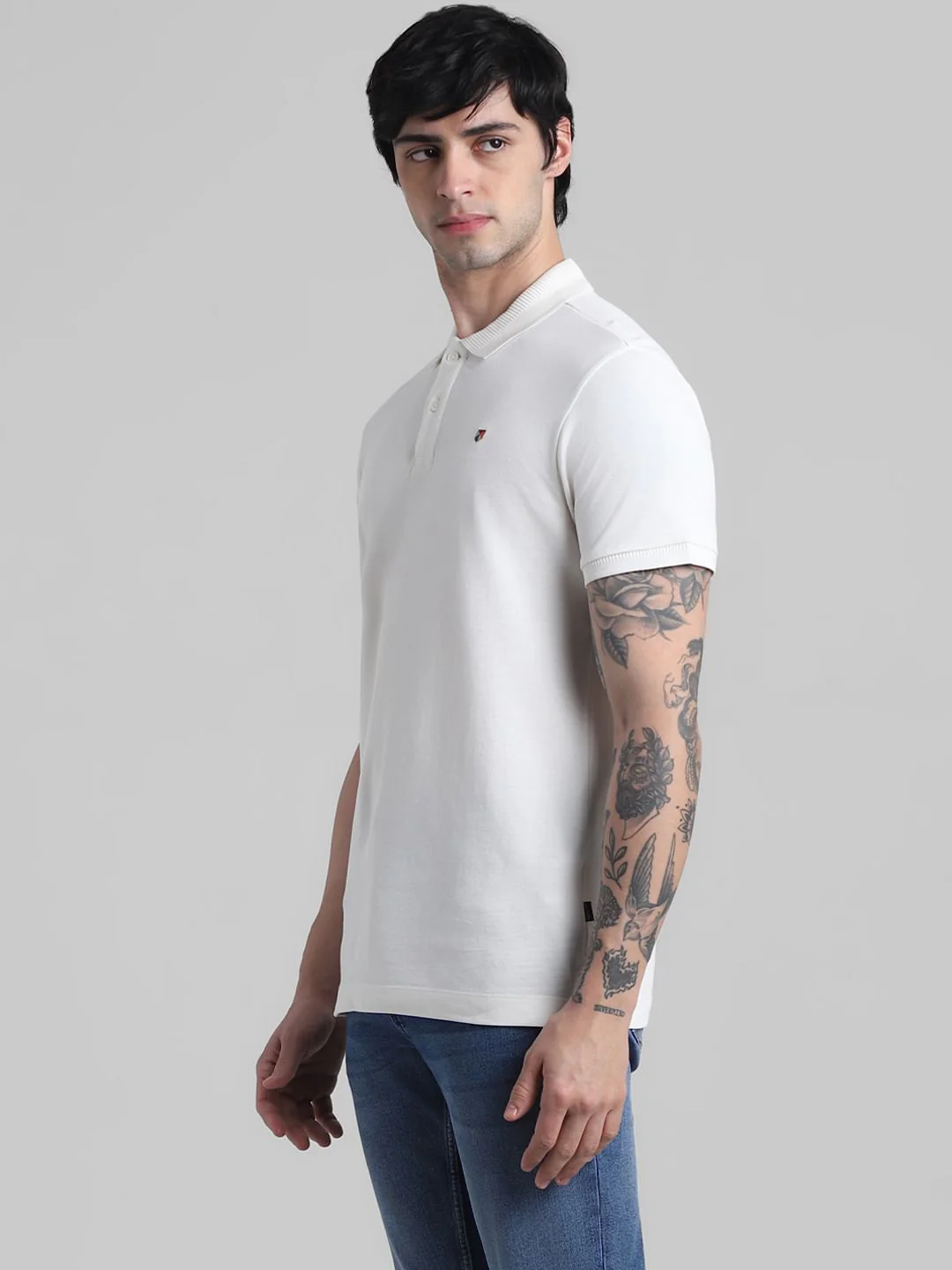 White Knitted Polo T-shirt - Image 3
