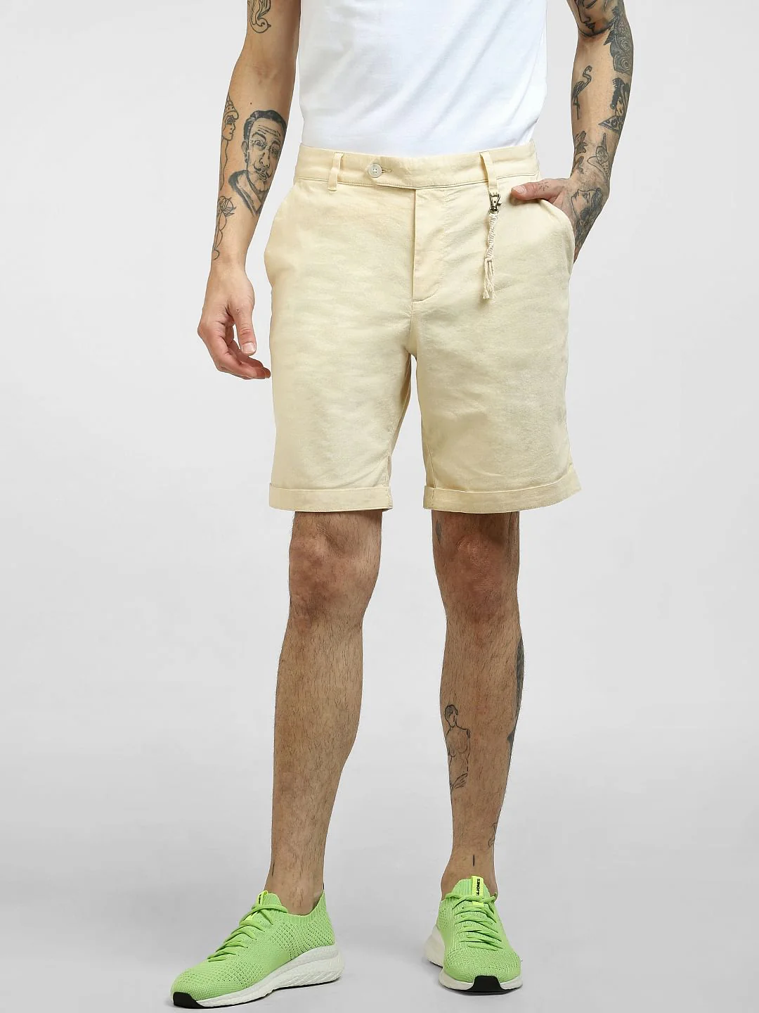 Yellow Linen Shorts - Image 2