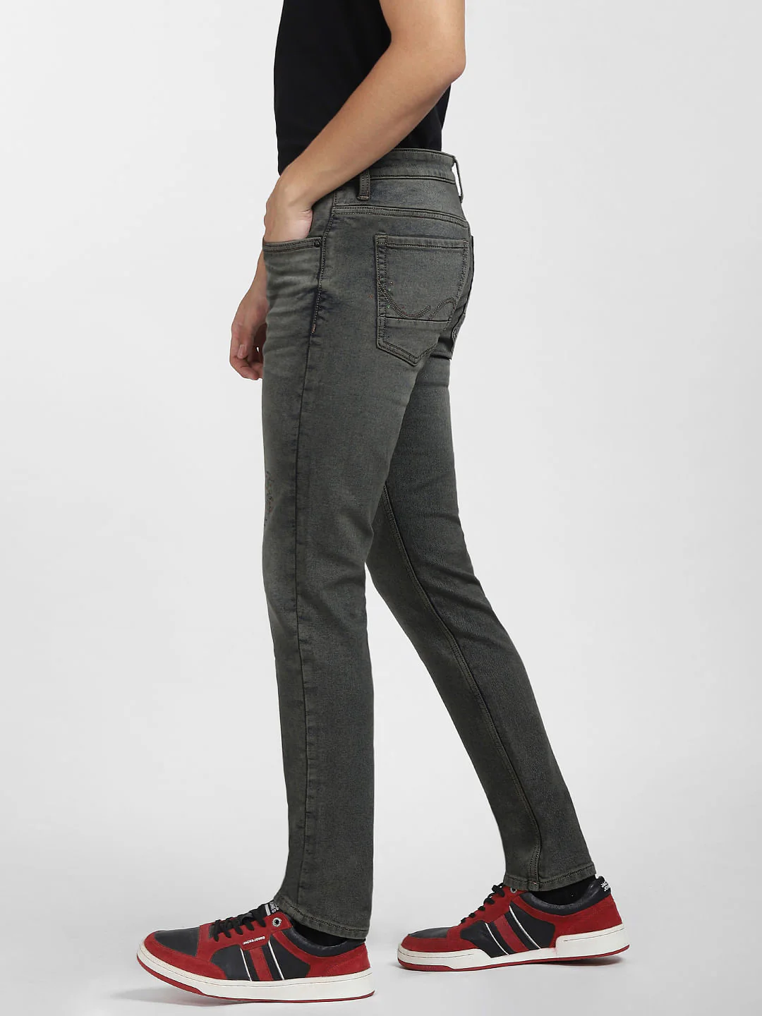 Dark Blue Low Rise Distressed Glenn Slim Jeans - Image 3