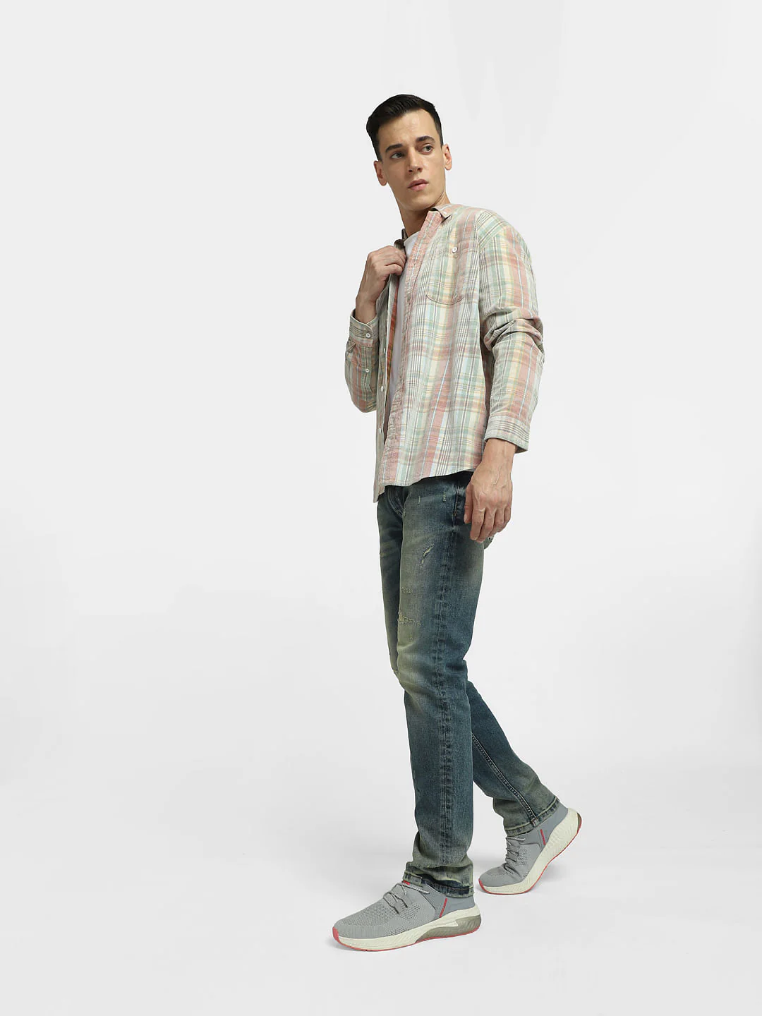 Blue Low Rise Distressed Tim Anti Fit Jeans