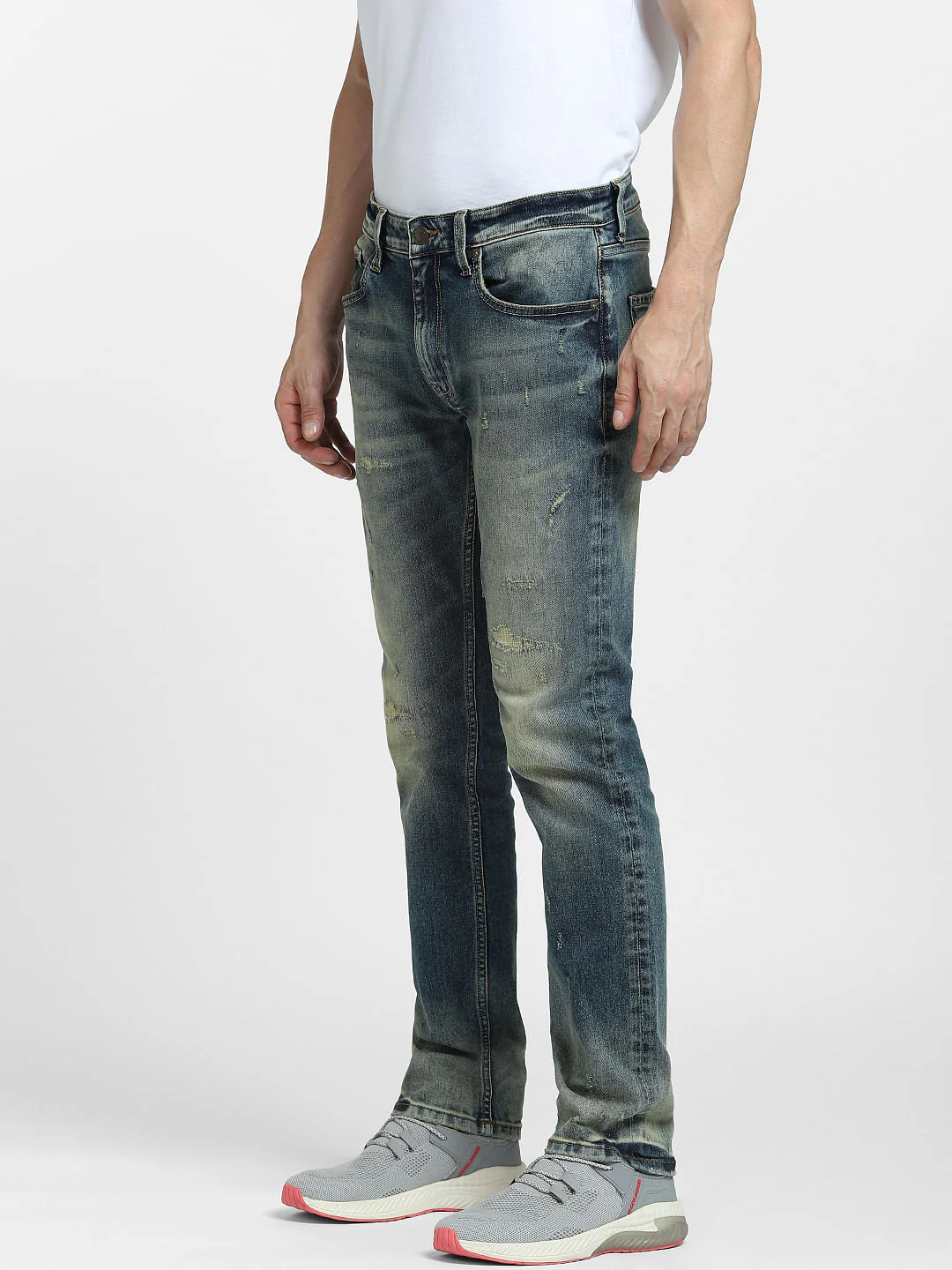 Blue Low Rise Distressed Tim Anti Fit Jeans - Image 3