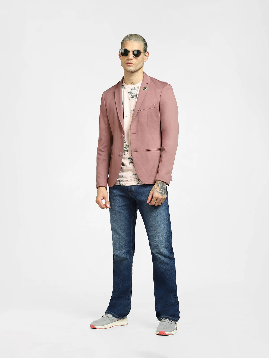 Pink Flora Print Crew Neck T-shirt
