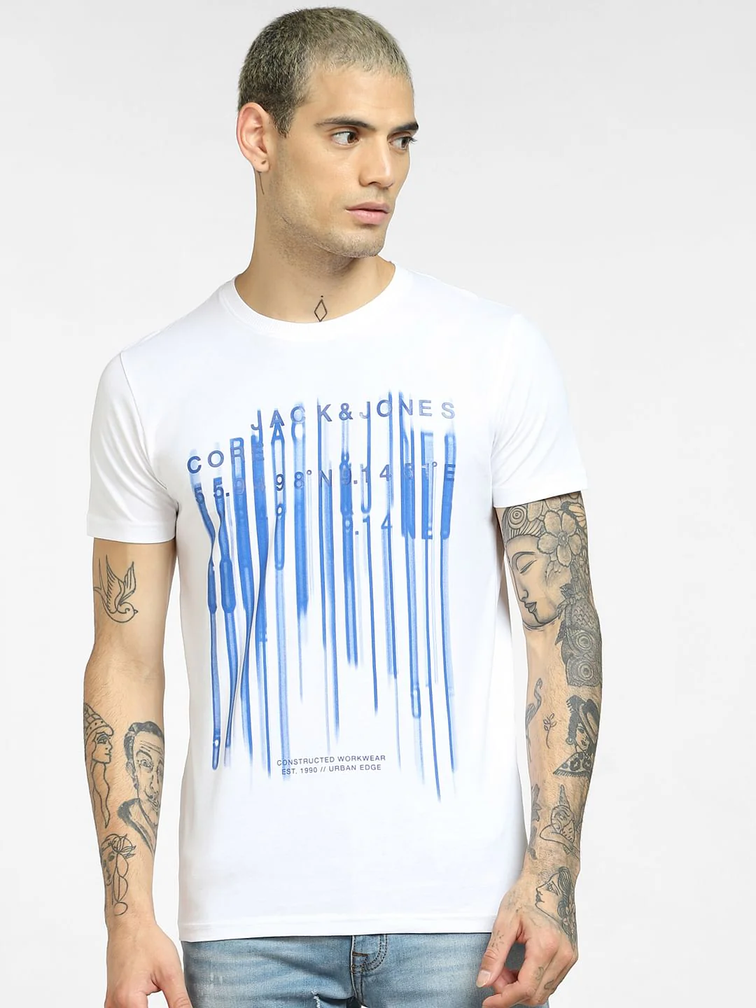 White Logo Print Crew Neck T-shirt - Image 2