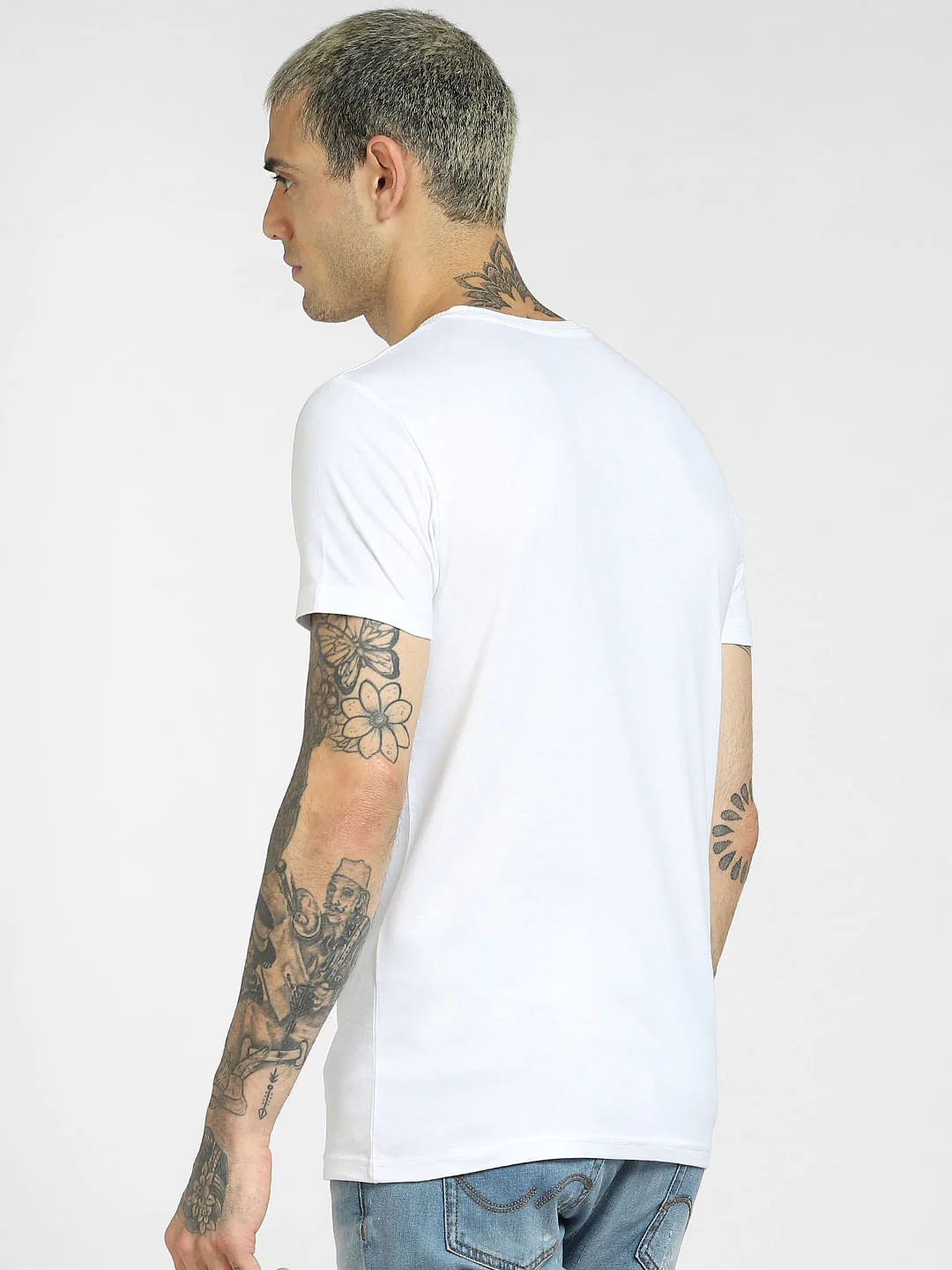 White Logo Print Crew Neck T-shirt - Image 4