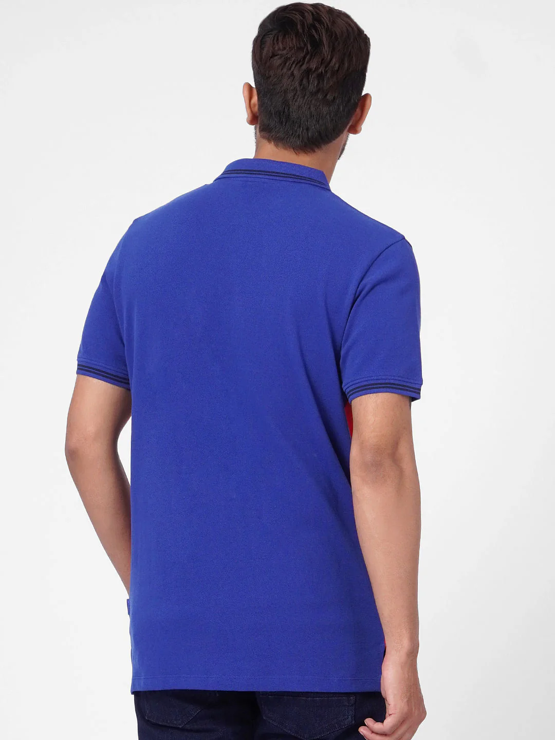 Red Colourblocked Polo Neck T-shirt - Image 4