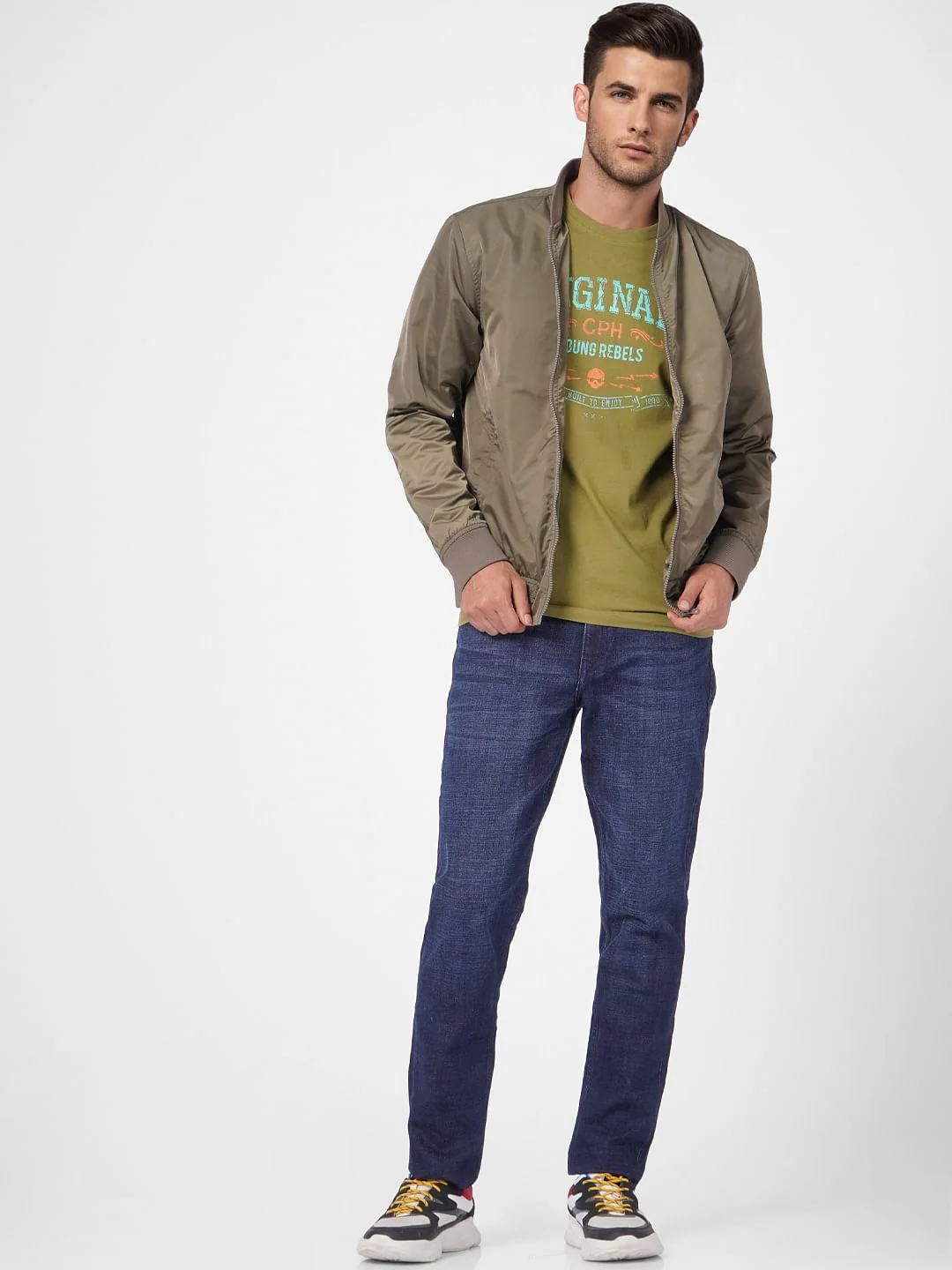 Green Graphic Print Crew Neck T-shirt