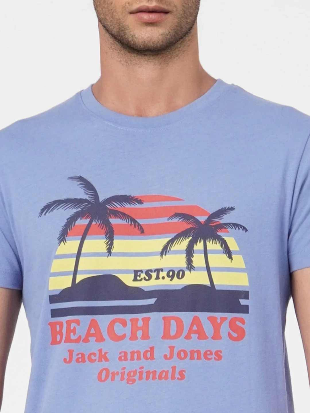 Blue Graphic Print Crew Neck T-shirt - Image 5