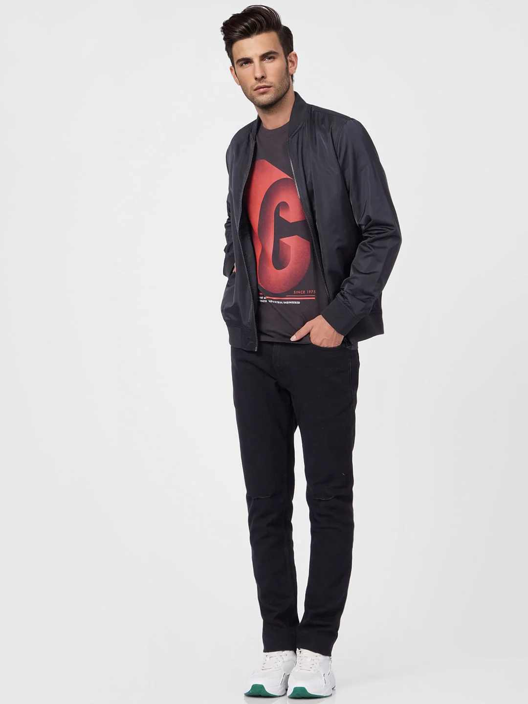 Black Graphic Print Crew Neck T-shirt