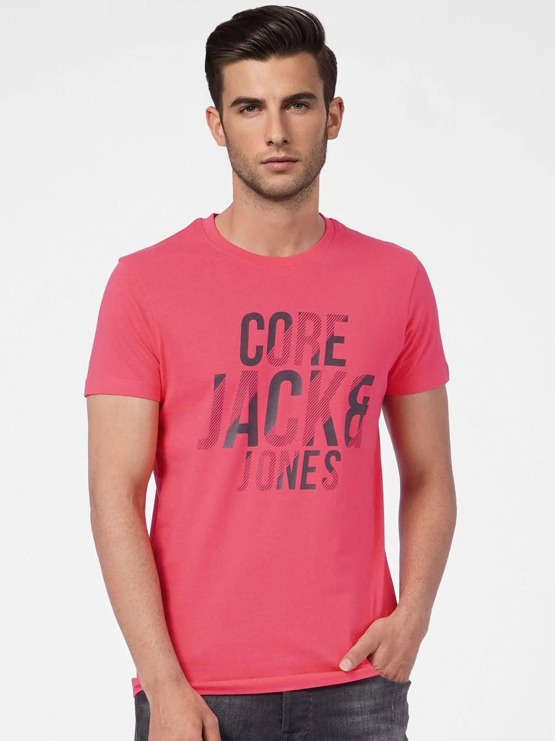 Pink Graphic Print Crew Neck T-shirt - Image 2