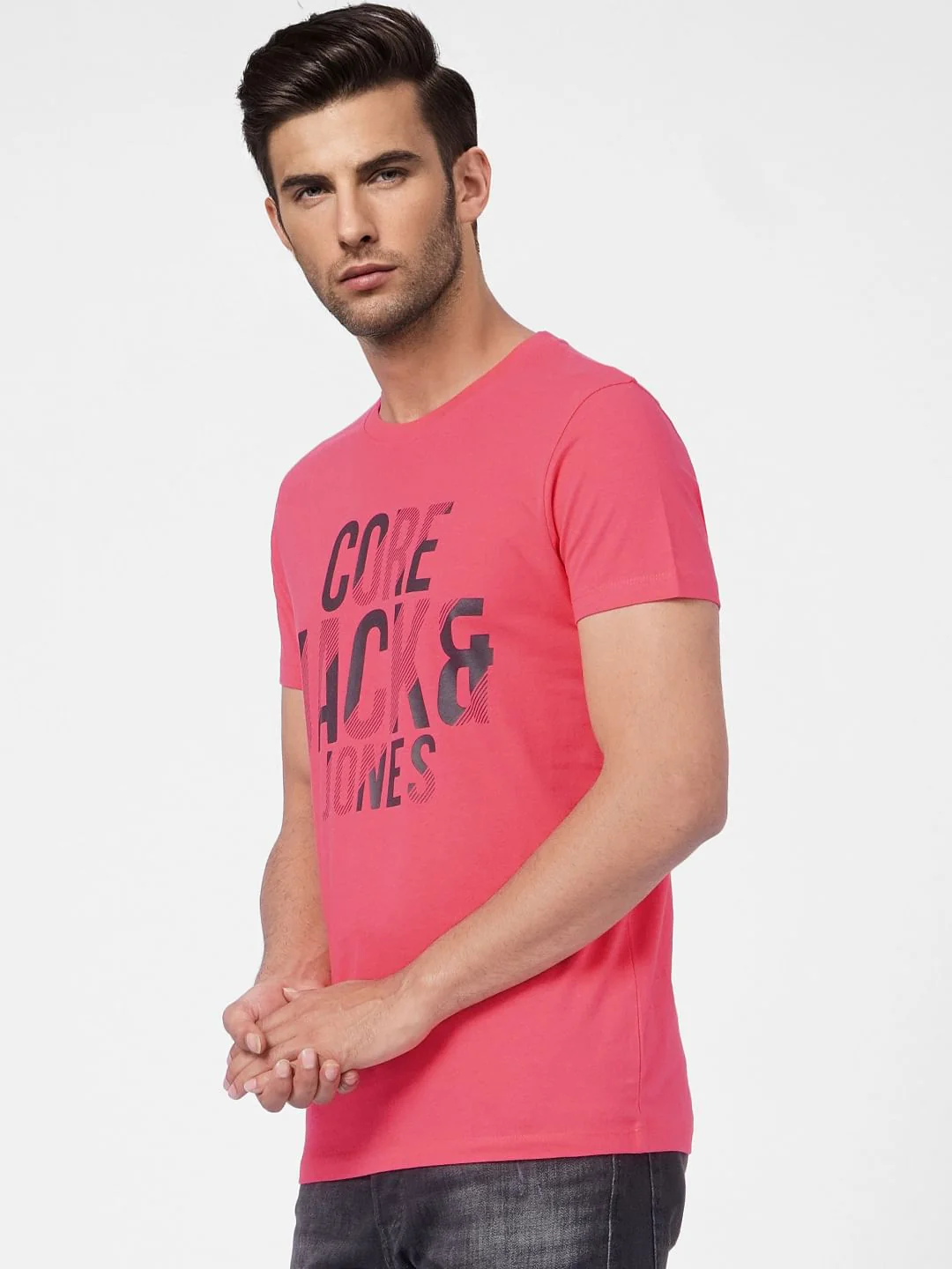 Pink Graphic Print Crew Neck T-shirt - Image 3