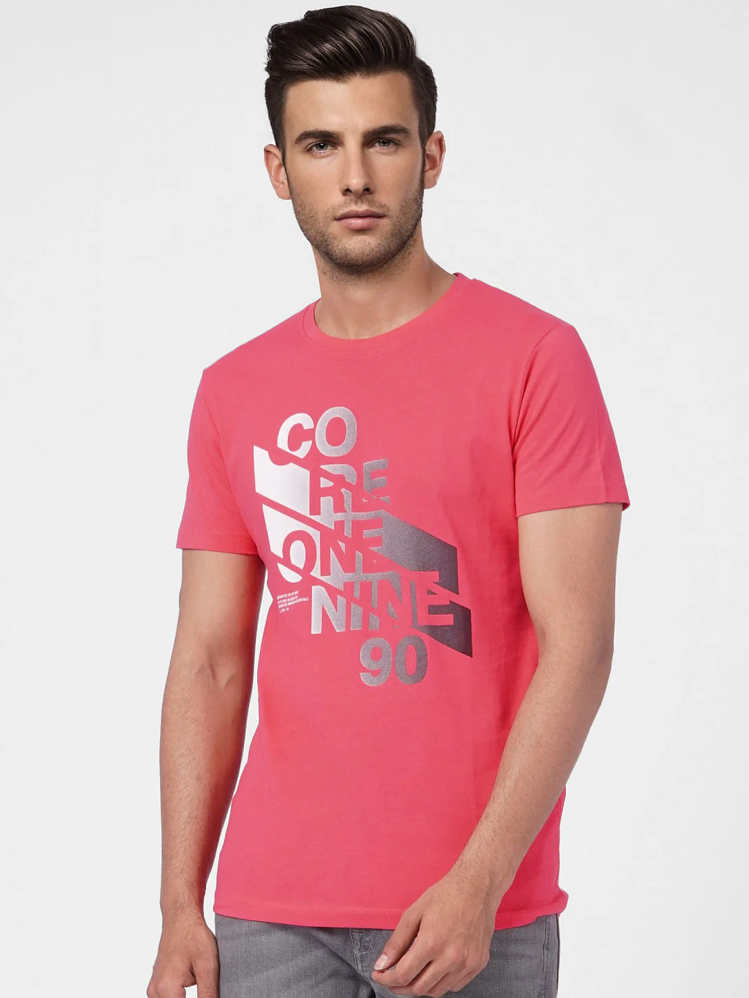 Pink Graphic Print Crew Neck T-shirt - Image 2