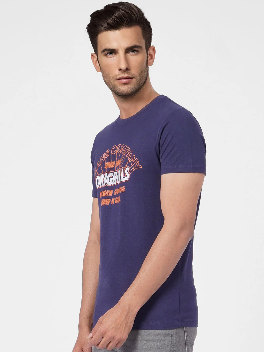 Blue Logo Print Crew Neck T-shirt - Image 3