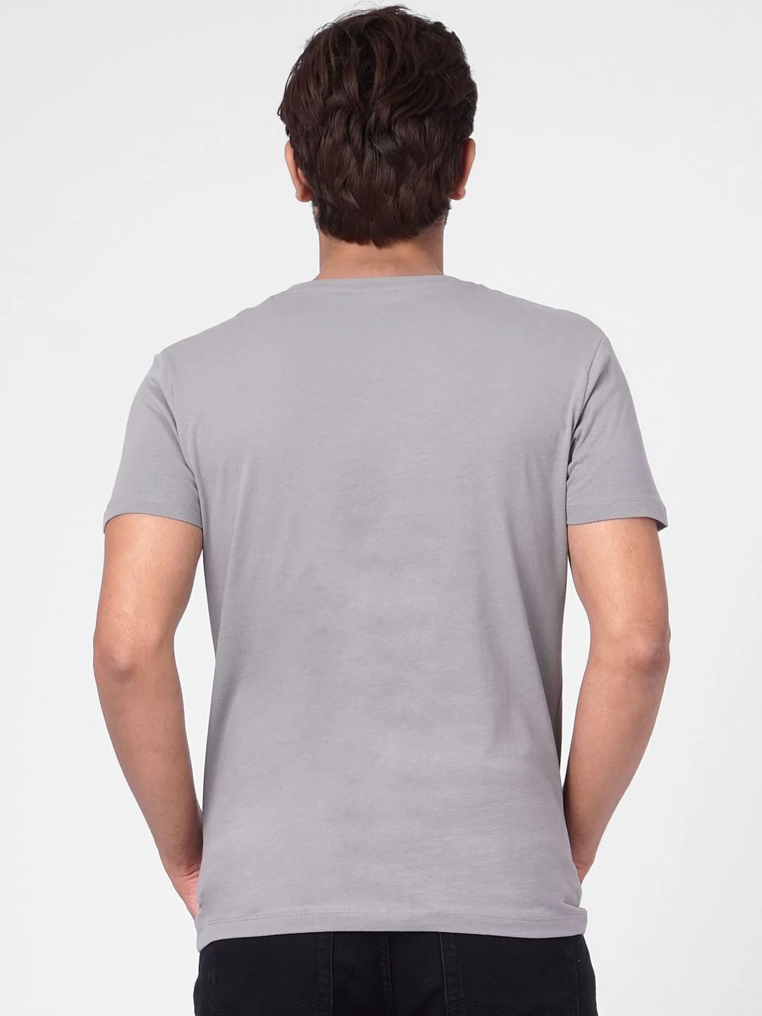 Grey Graphic Print Crew Neck T-shirt - Image 4