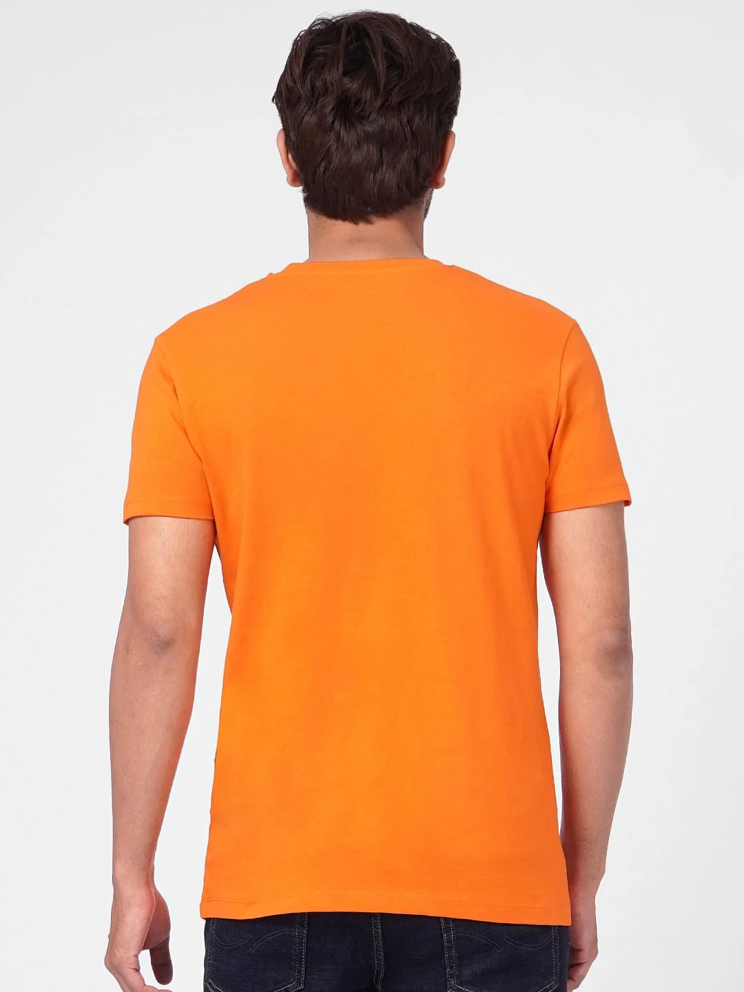 Orange Graphic Print Crew Neck T-shirt - Image 4