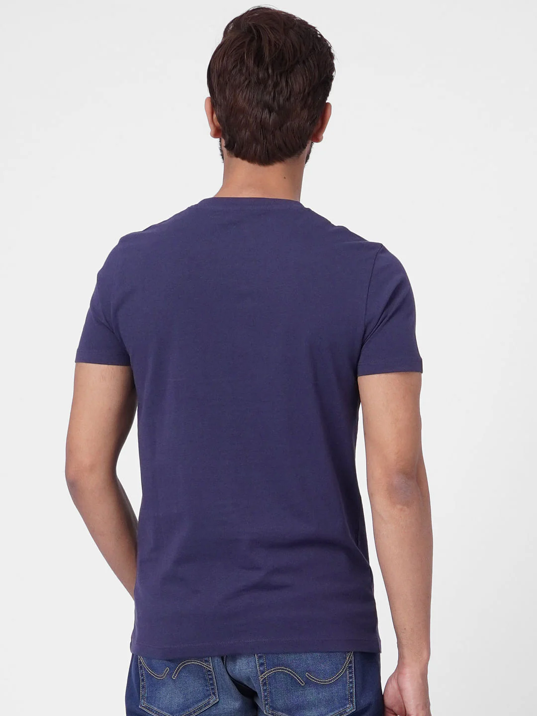 Dark Blue Logo Print Crew Neck T-shirt - Image 4