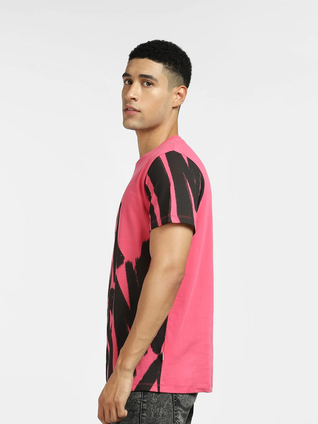 Pink Large Logo Print Crew Neck T-shirt - Image 3