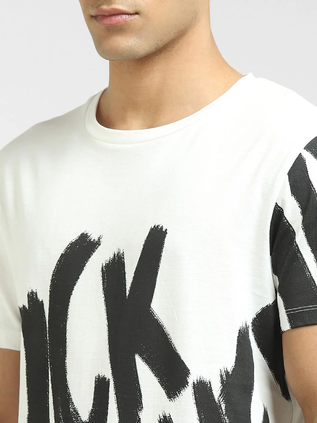 White Large Logo Print Crew Neck T-shirt - Image 5