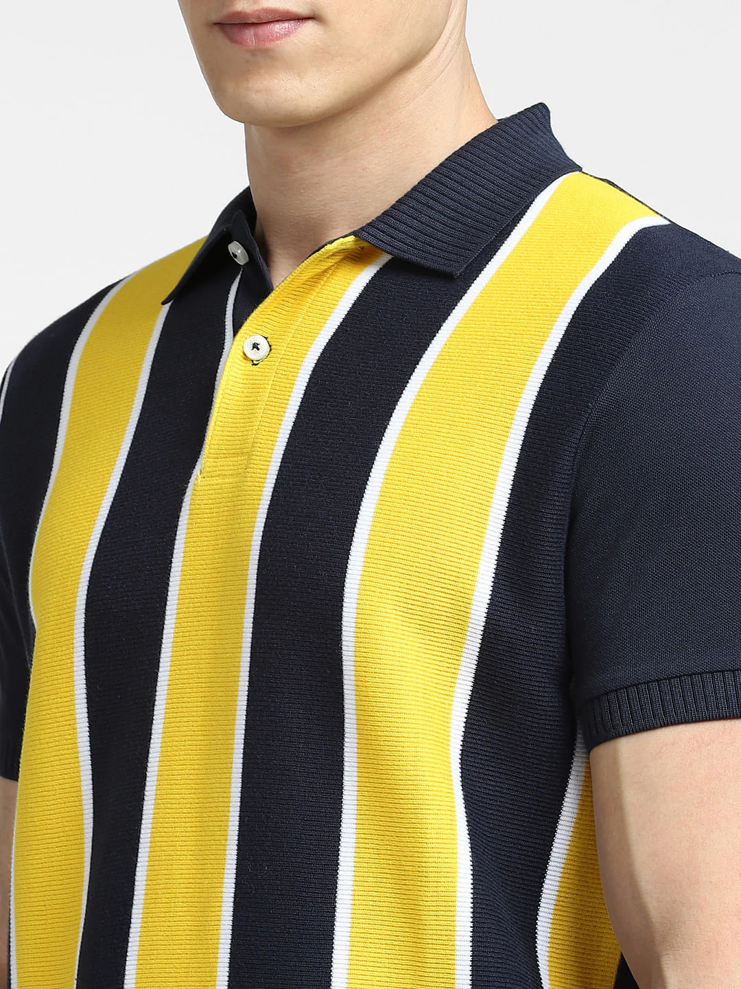 Yellow Striped Polo Neck T-shirt - Image 5