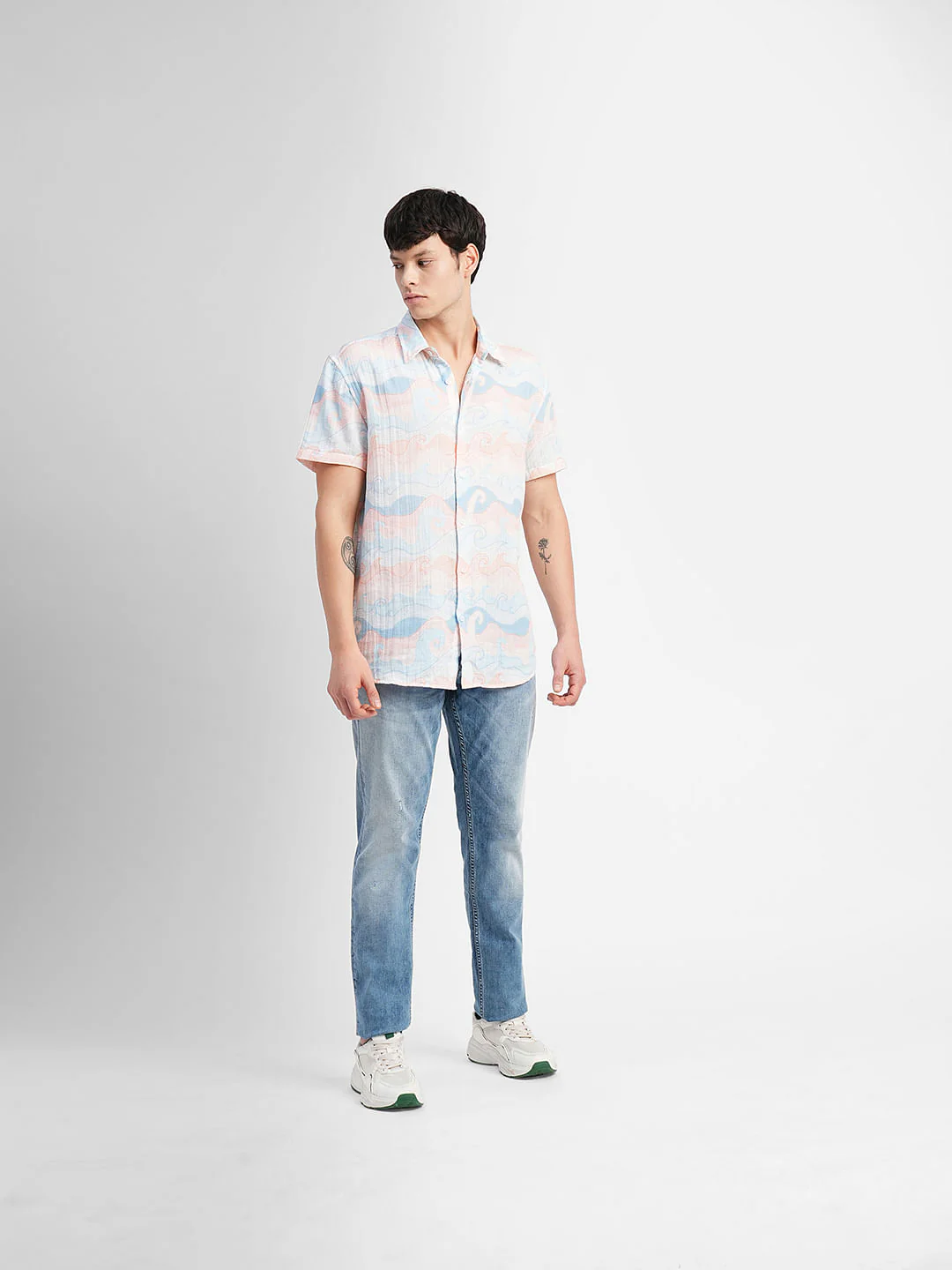 White Printed Short Sleeves Shirt - Image 6