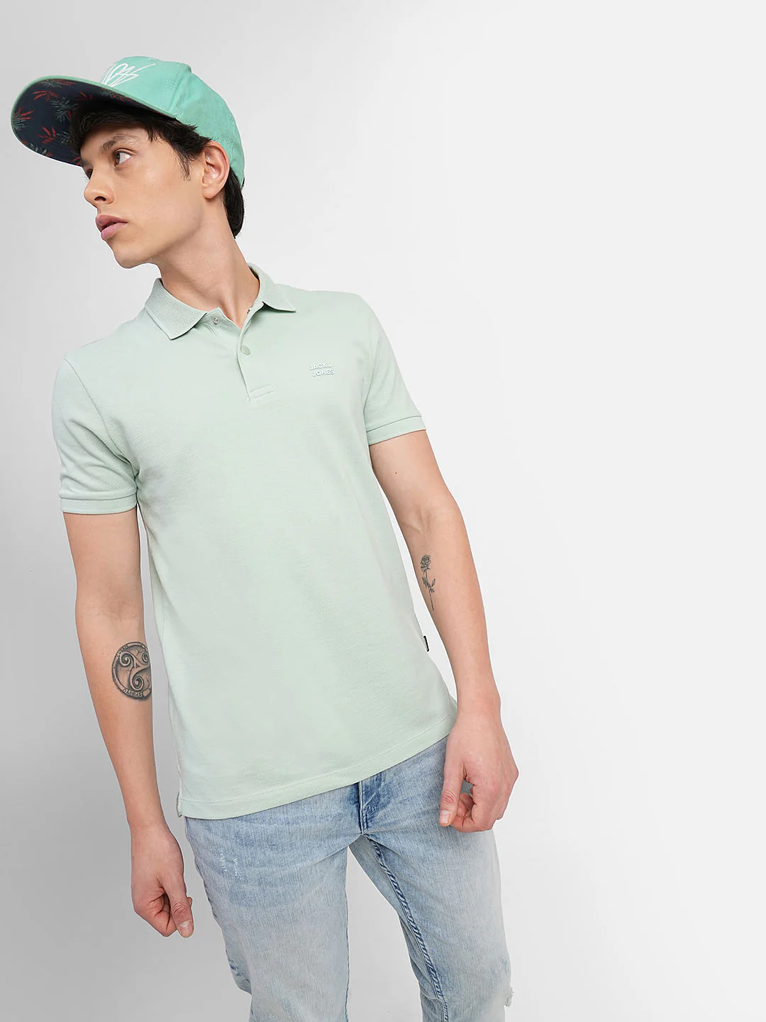 Green Logo Print Polo T-shirt
