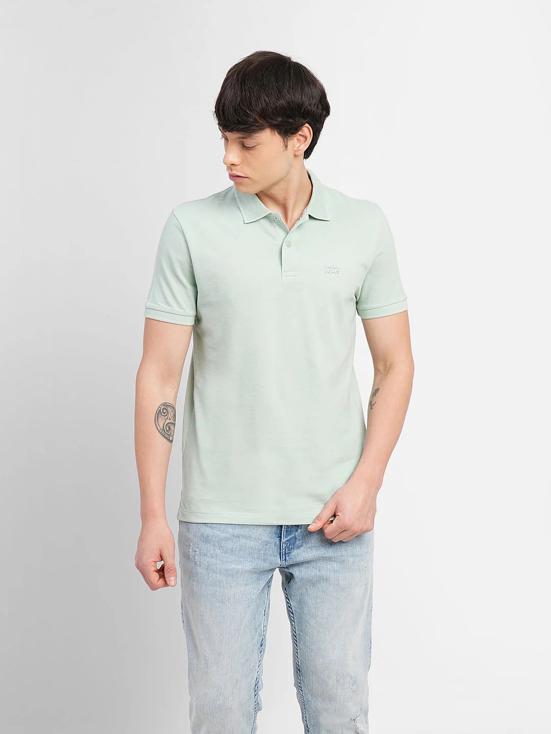 Green Logo Print Polo T-shirt - Image 2