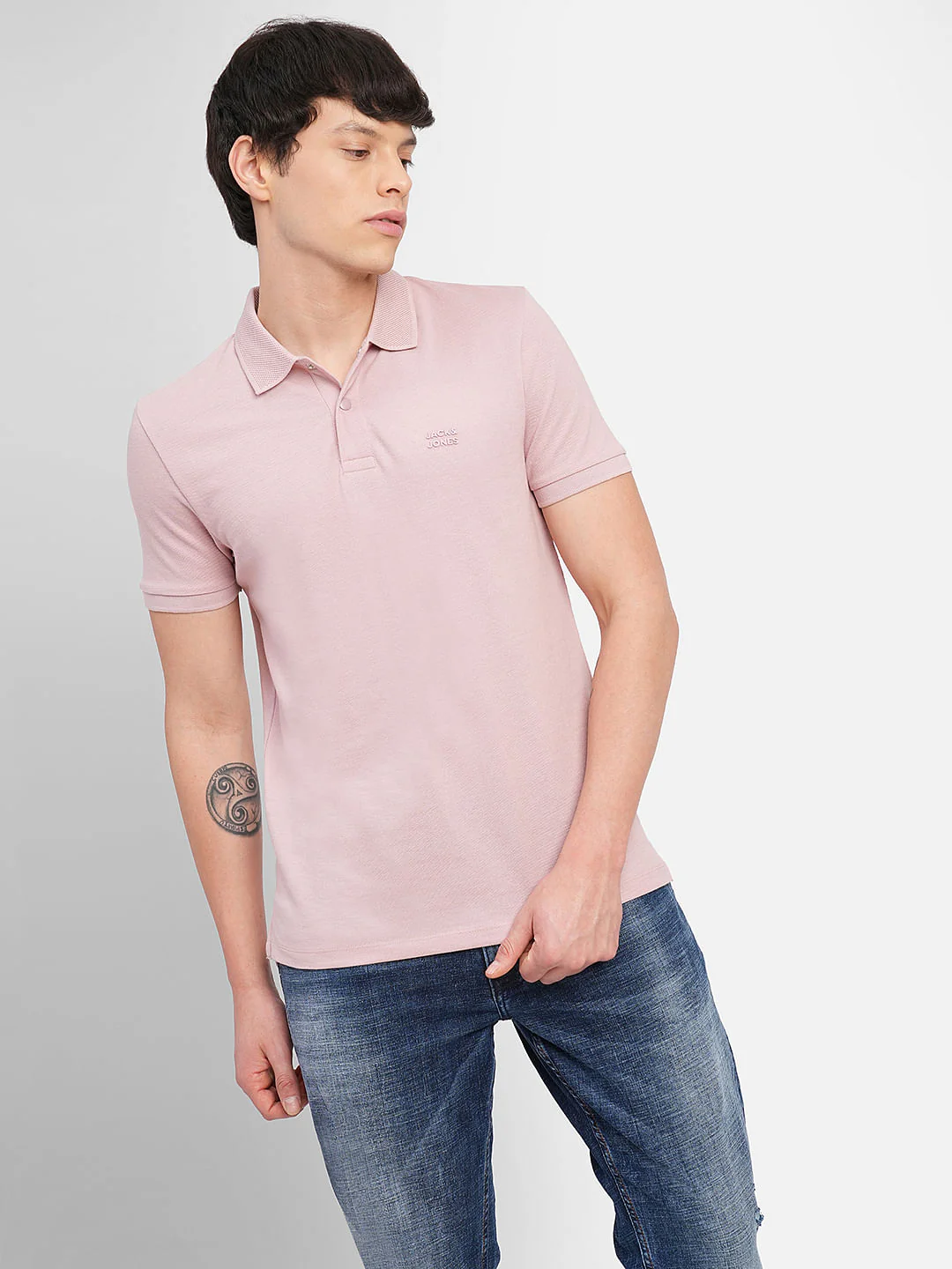 Pink Logo Print Polo T-shirt - Image 2