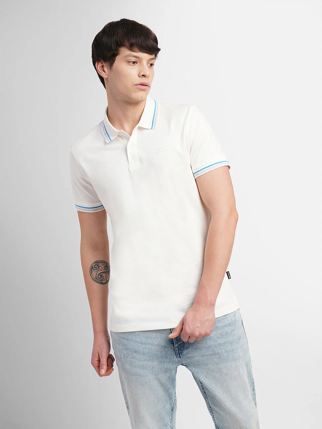 White Polo Neck T-Shirt - Image 2