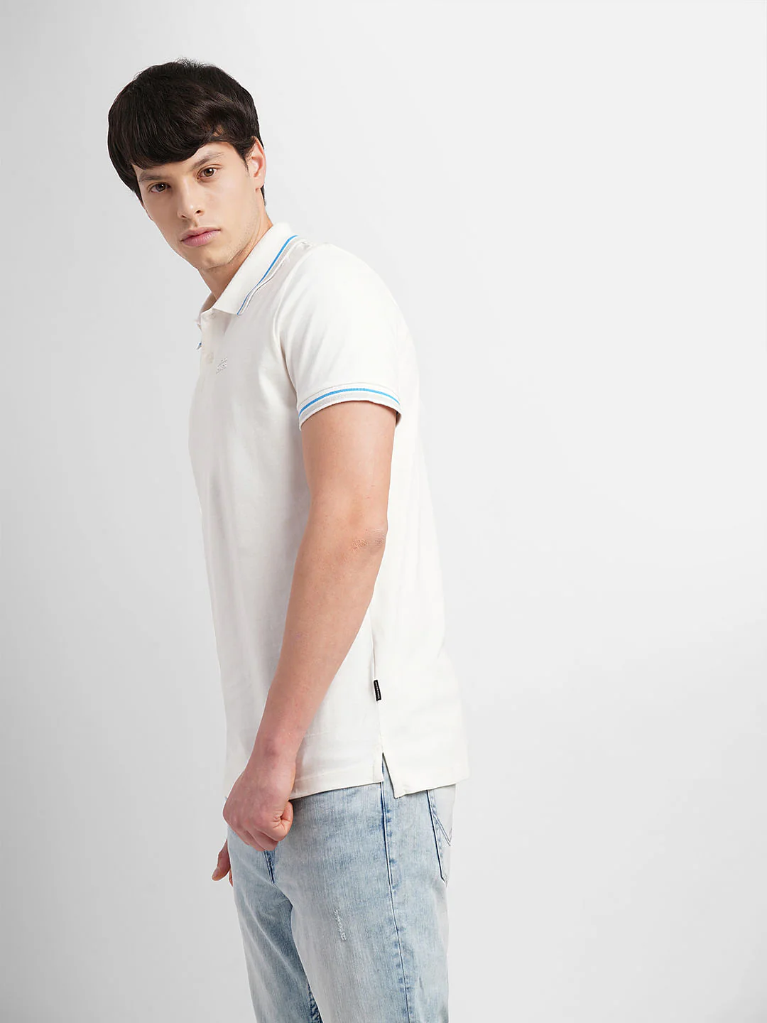 White Polo Neck T-Shirt - Image 3