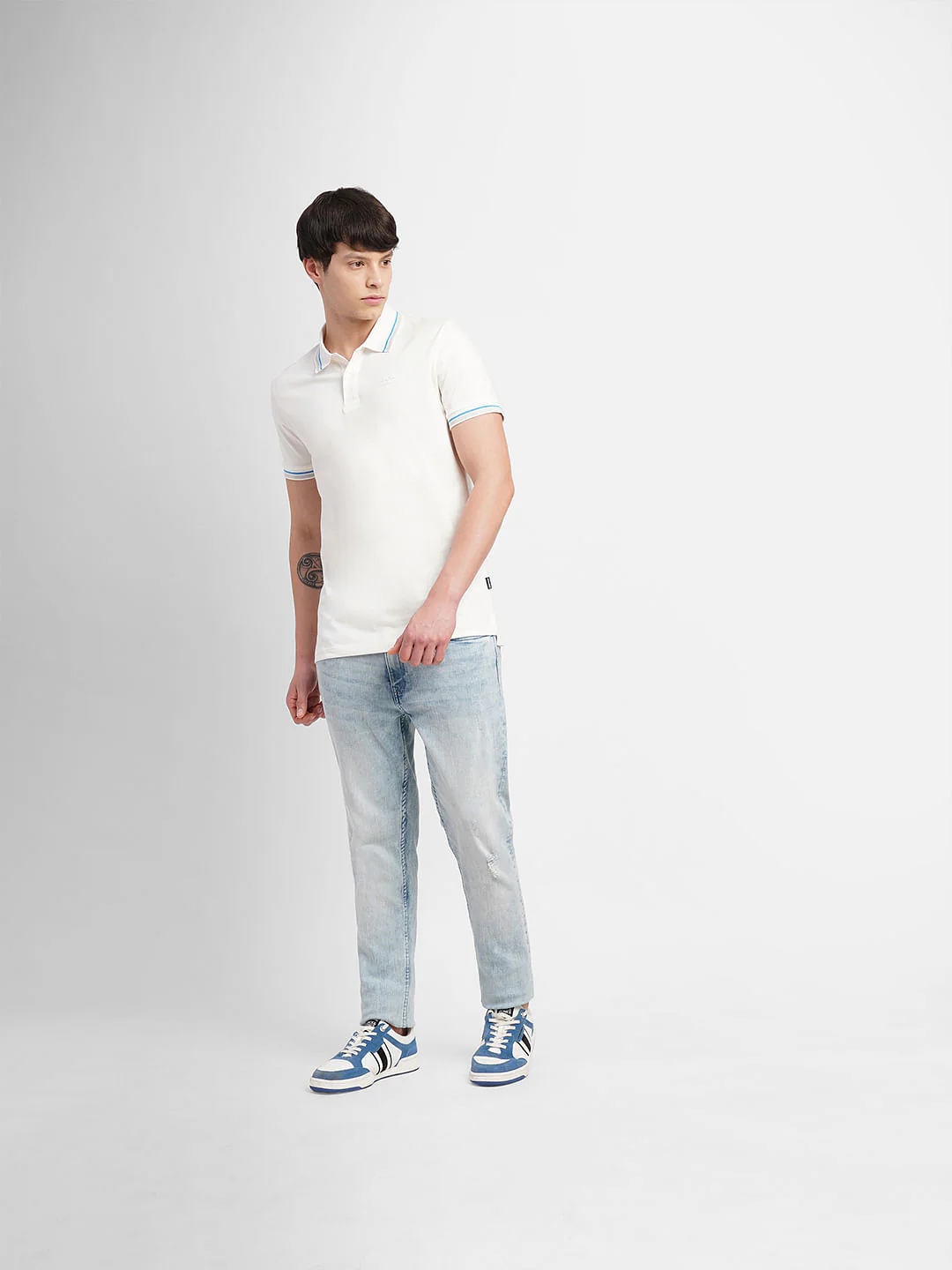White Polo Neck T-Shirt - Image 6