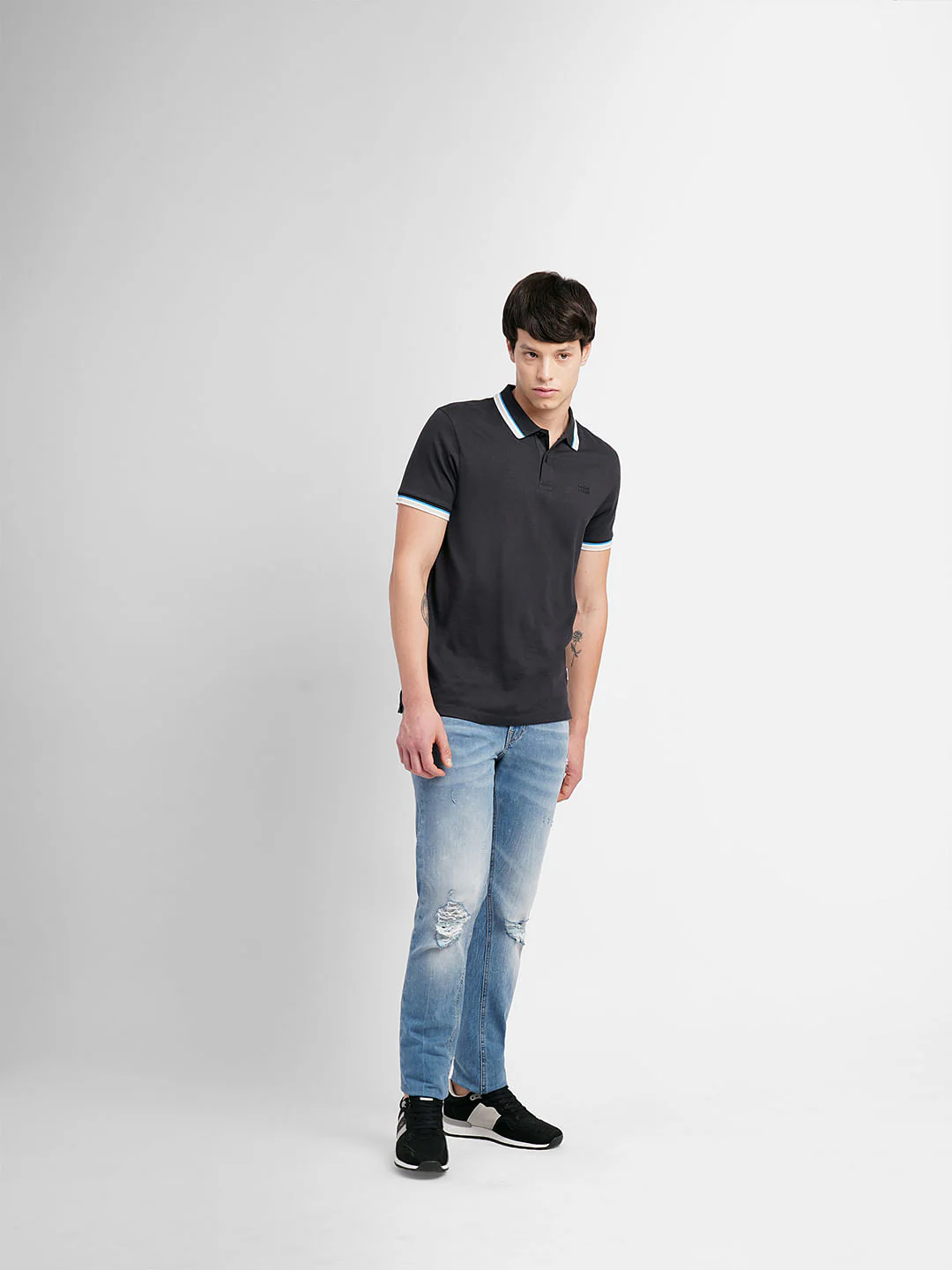 Black Polo Neck T-Shirt - Image 6