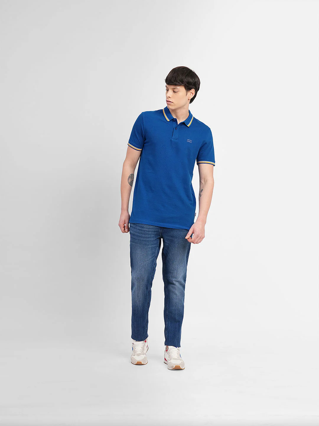 Dark Blue Contrast Tipping Polo T-shirt - Image 6