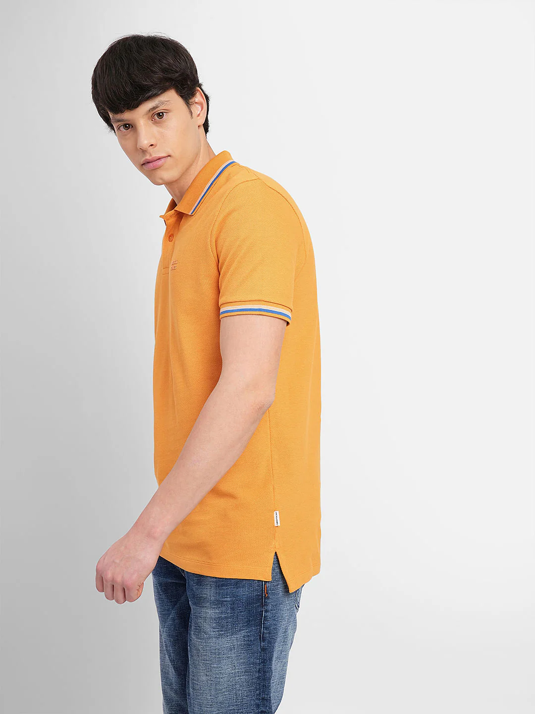 Orange Contrast Tipping Polo T-shirt - Image 3