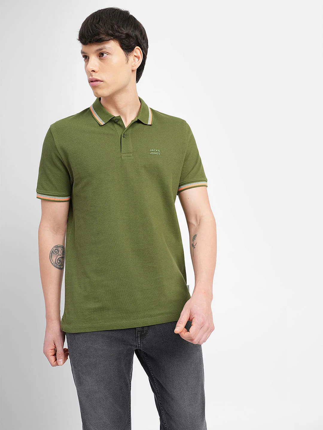 Green Contrast Tipping Polo T-shirt - Image 2