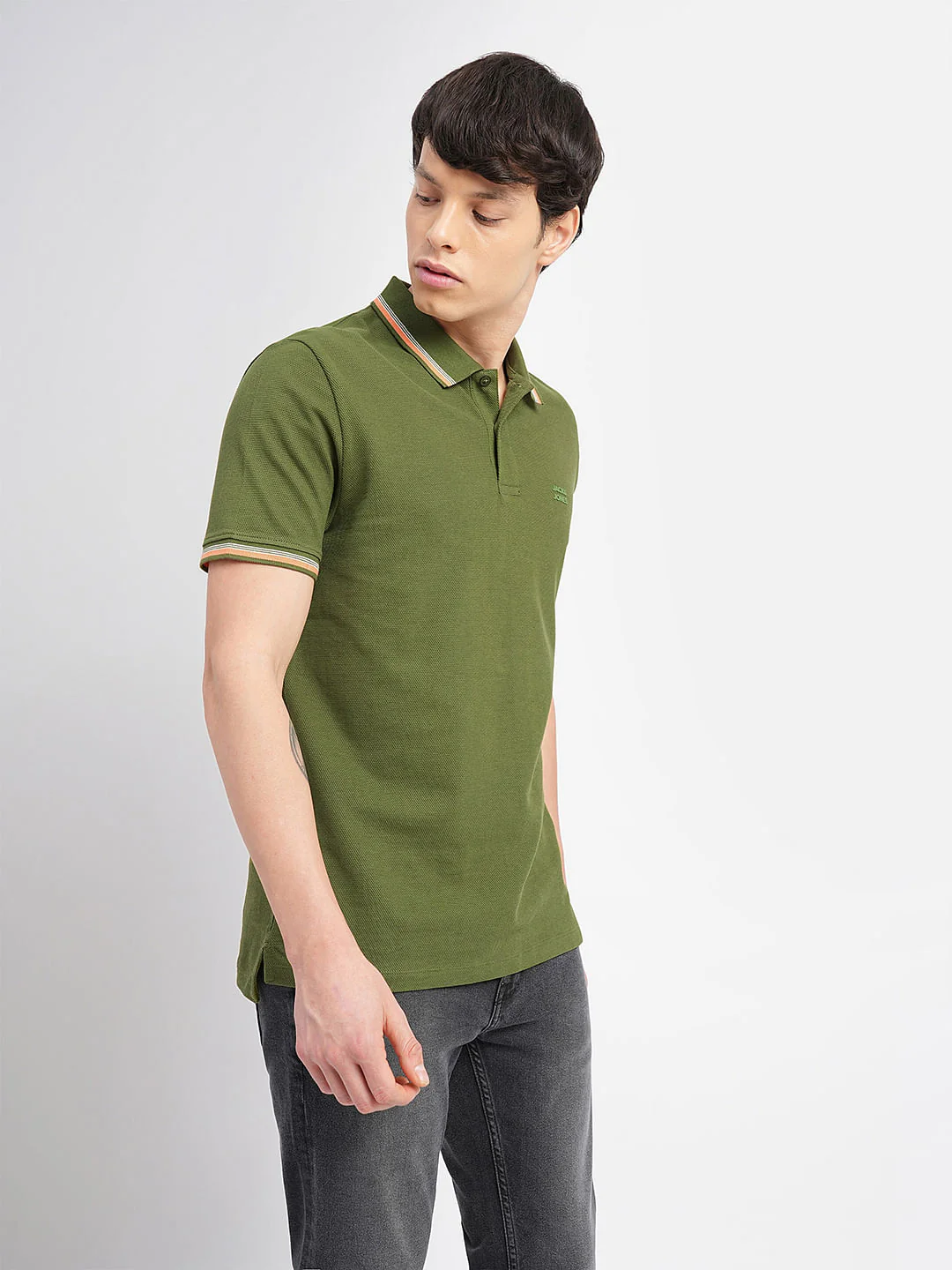 Green Contrast Tipping Polo T-shirt - Image 3